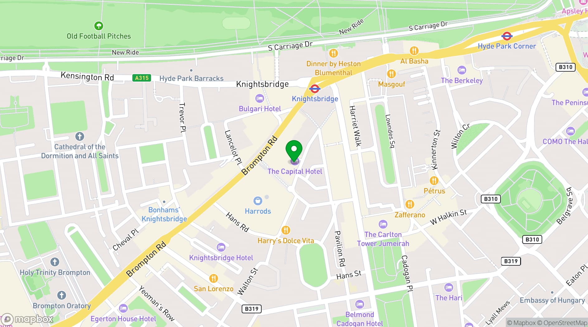 Map showing The Capital Hotel, Apartments & Townhouse