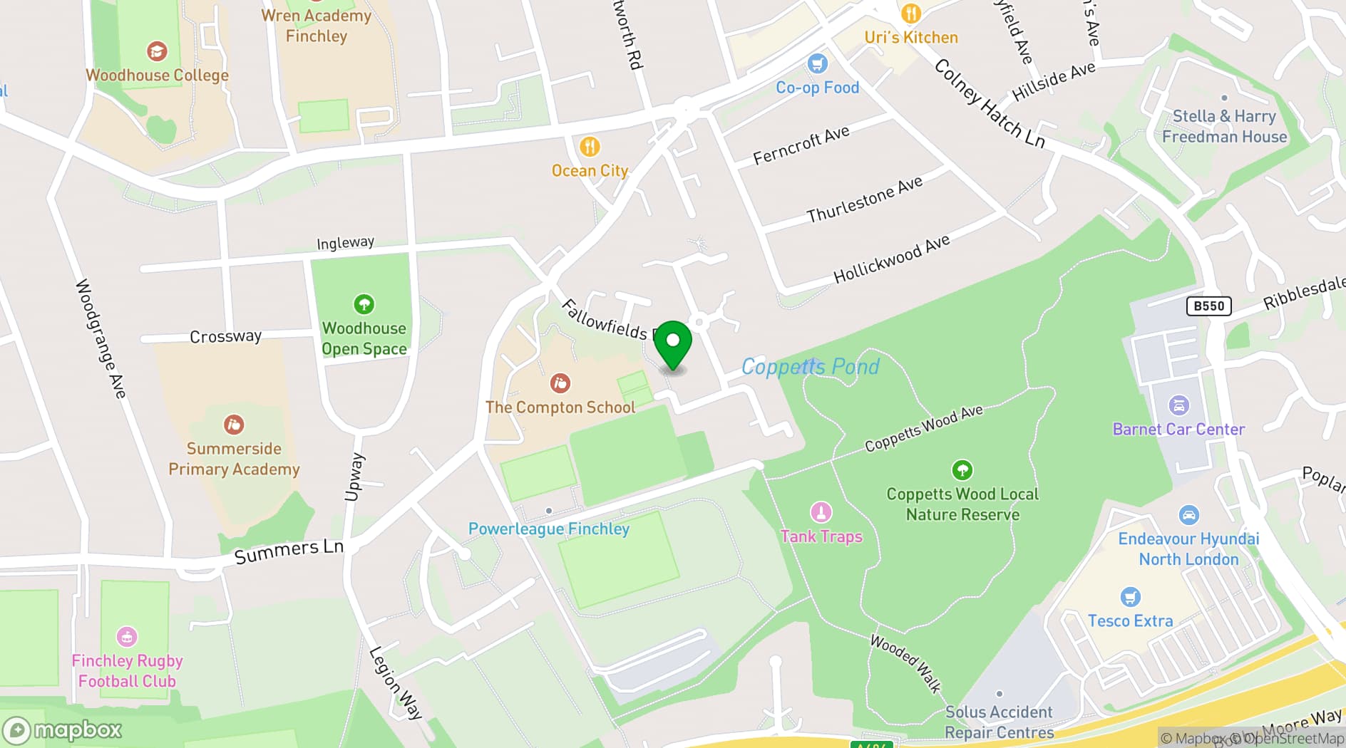 Map showing Fallowfield's Community Hall