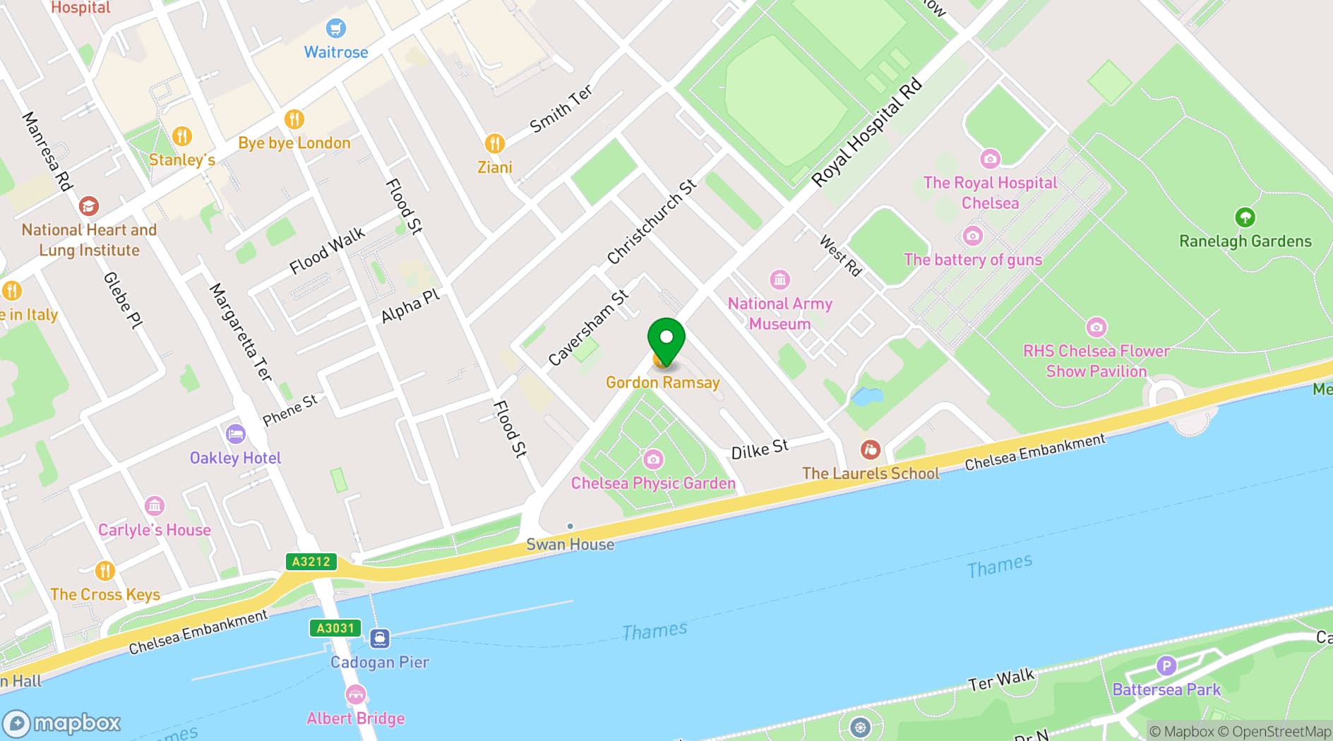 Map showing Restaurant Gordon Ramsay