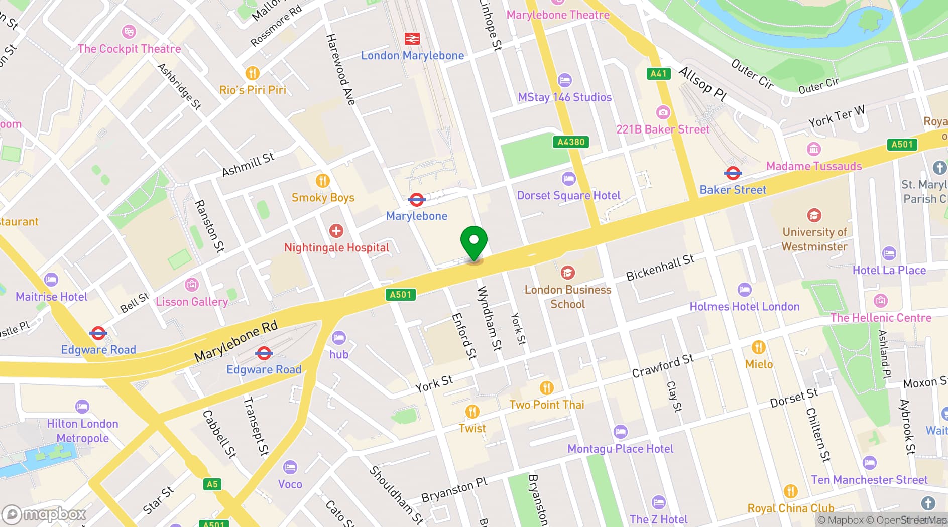 Map showing The Landmark London