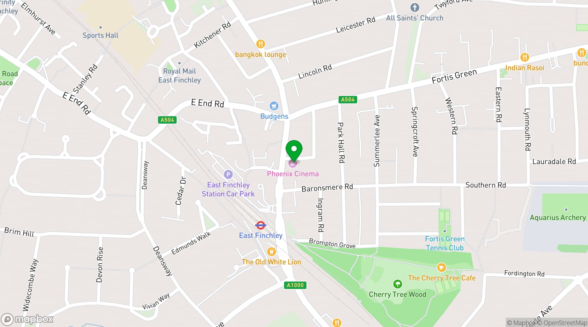 Map showing Phoenix Cinema London