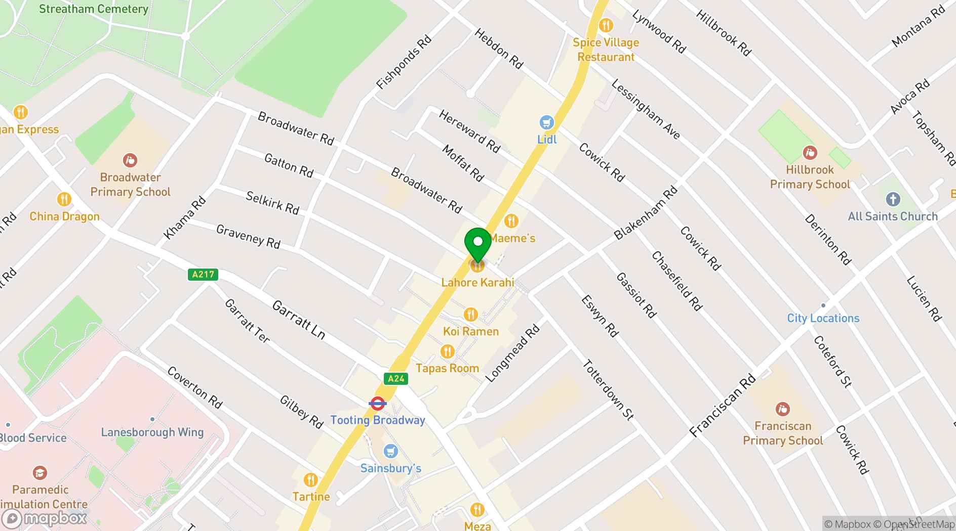 Map showing Lahore Karahi