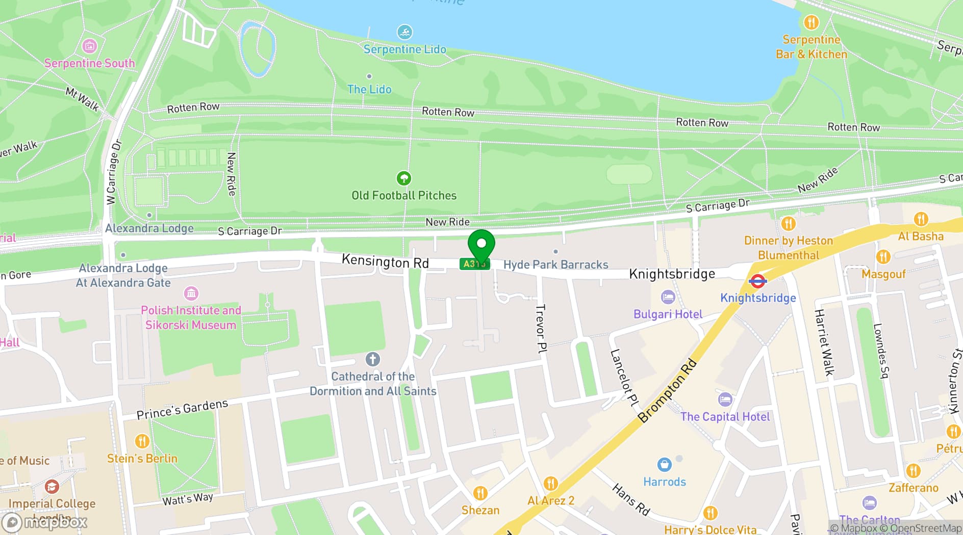 Map showing Kent House Knightsbridge