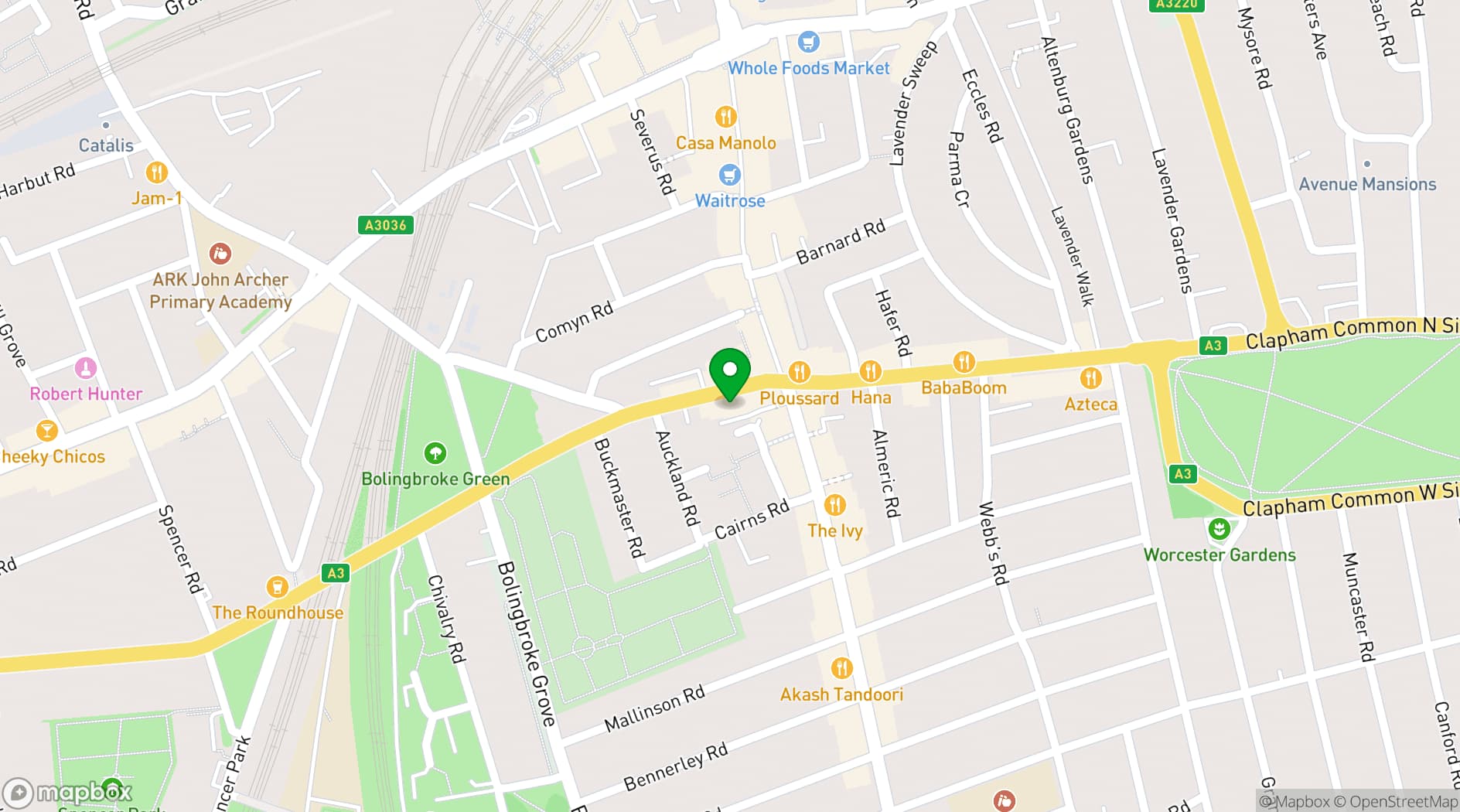 Map showing Blame Gloria Clapham Junction