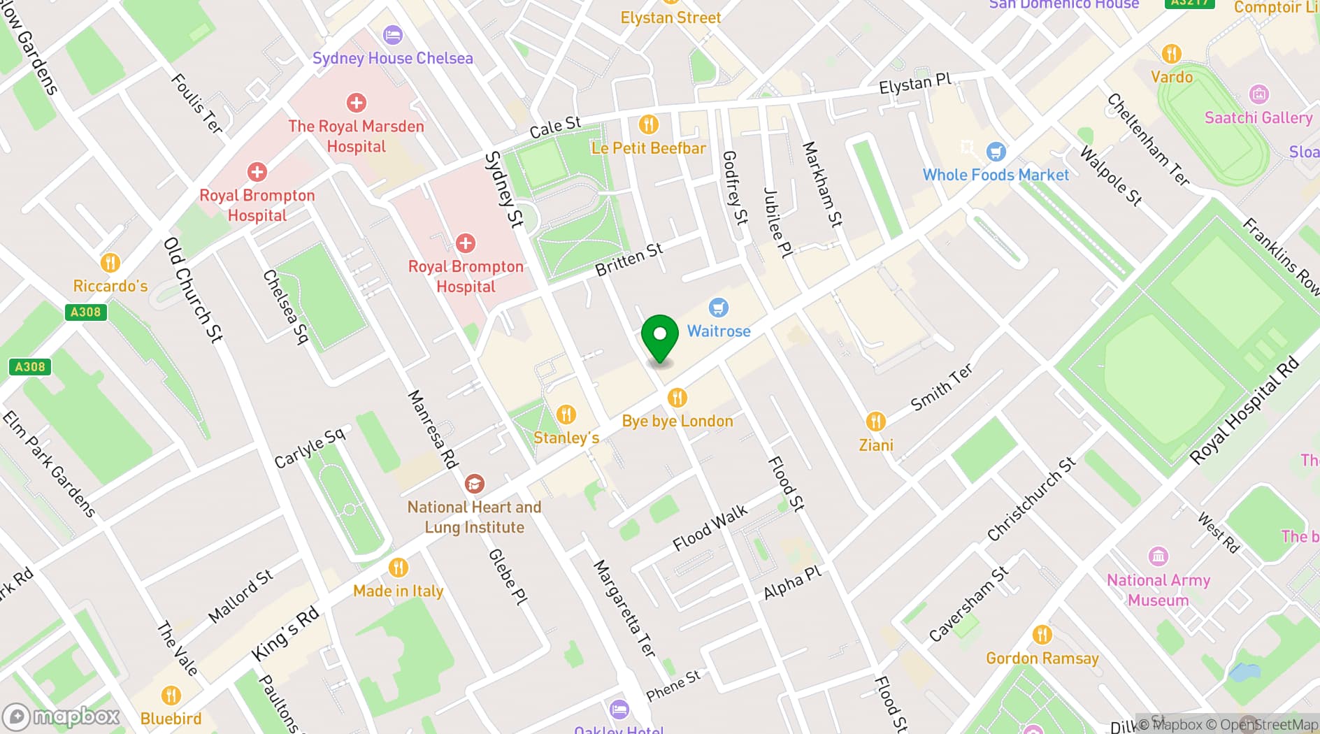 Map showing BookBar Chelsea