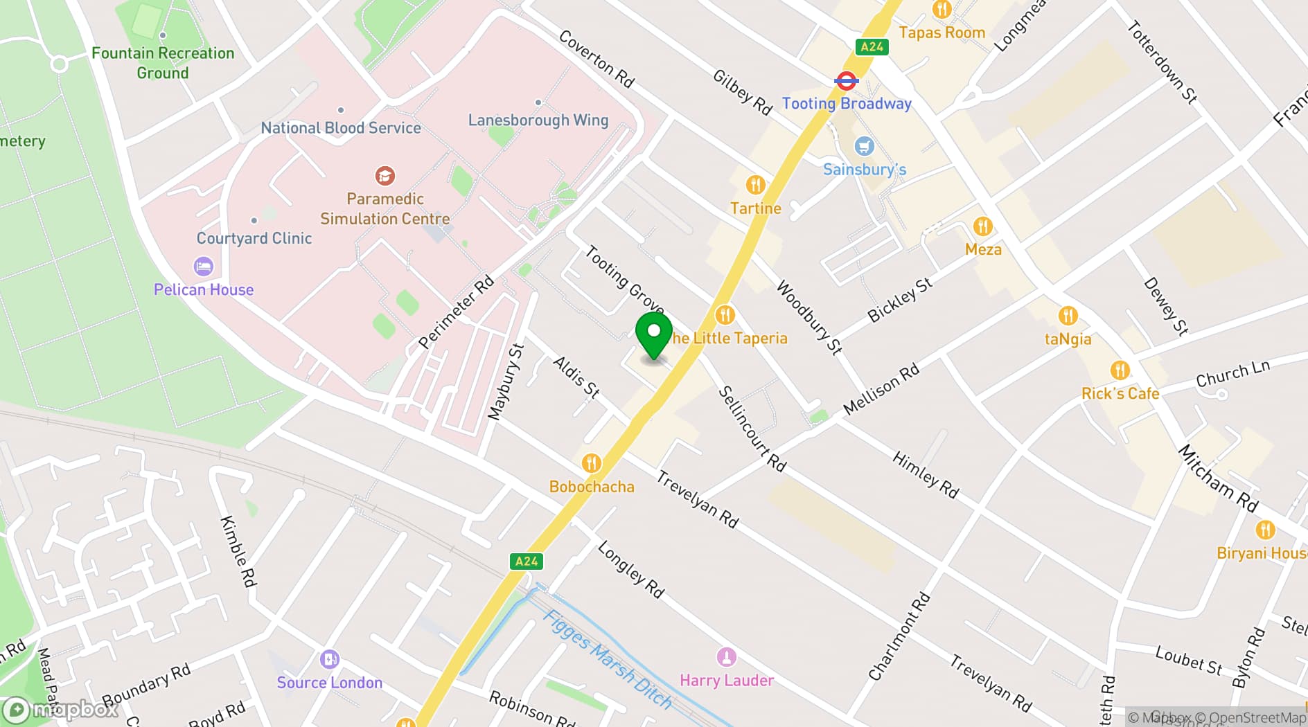 Map showing Trafalgar Arms