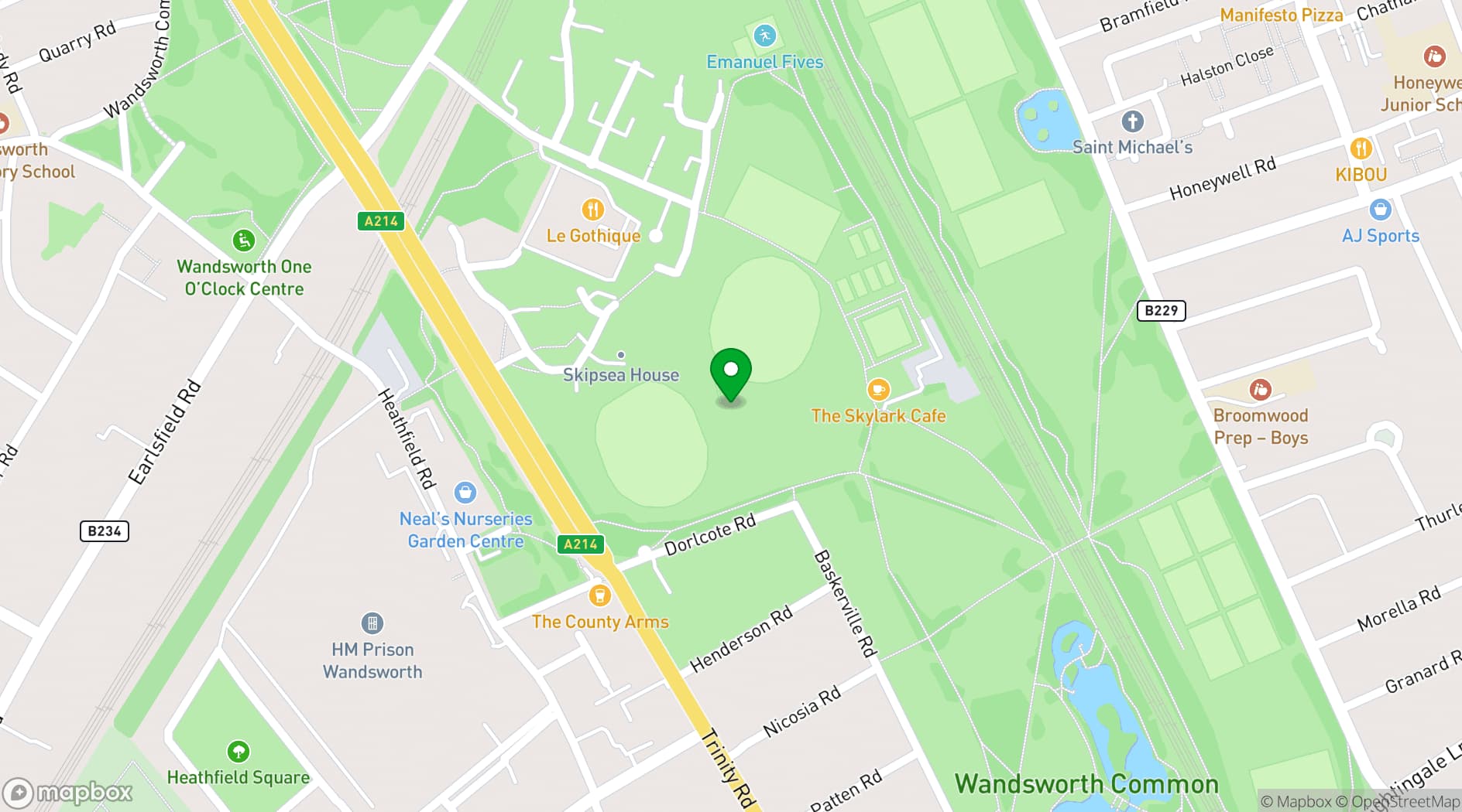 Map showing Wandsworth Common Sports Ground