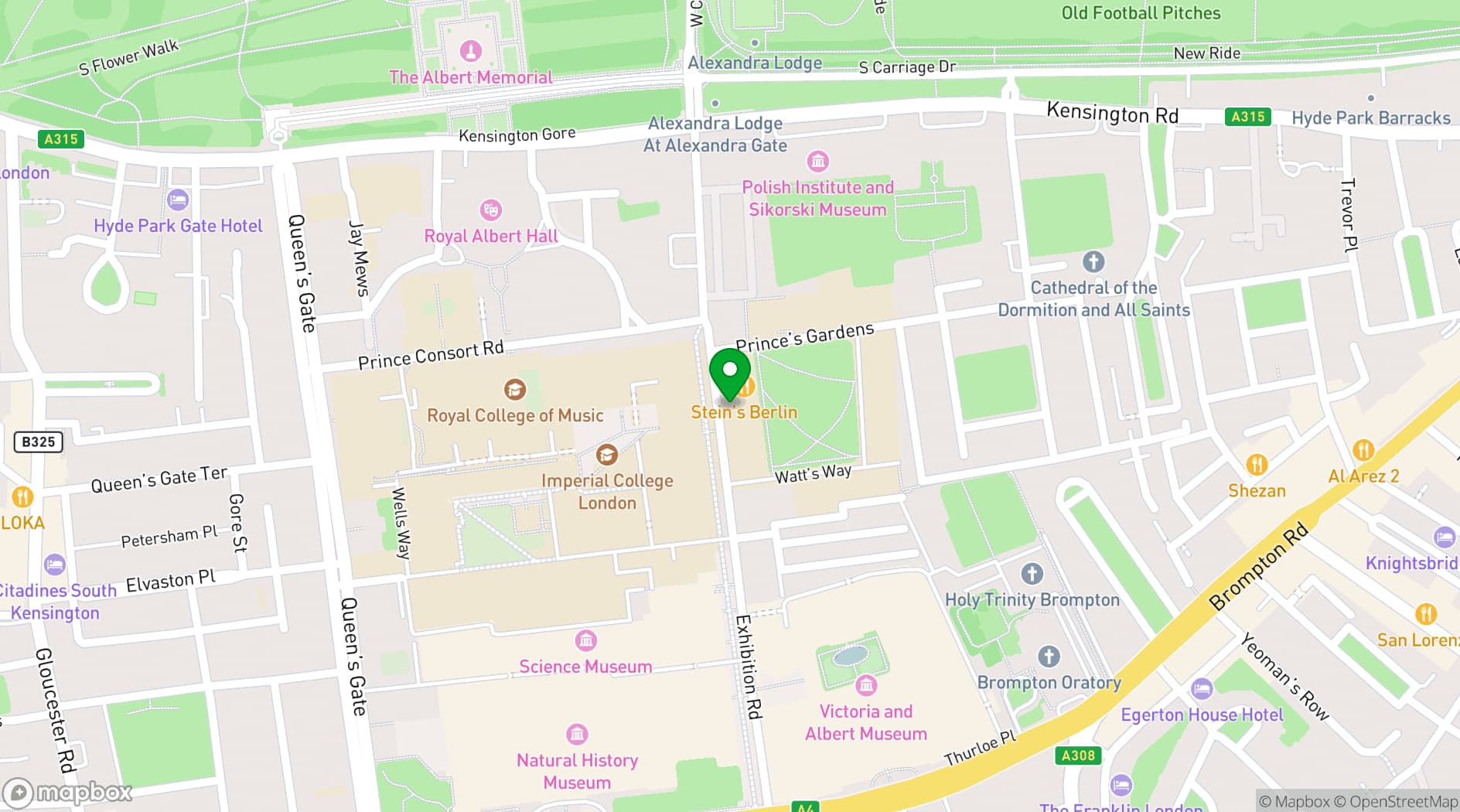 Map showing Stein's Berlin Restaurant and Terrace