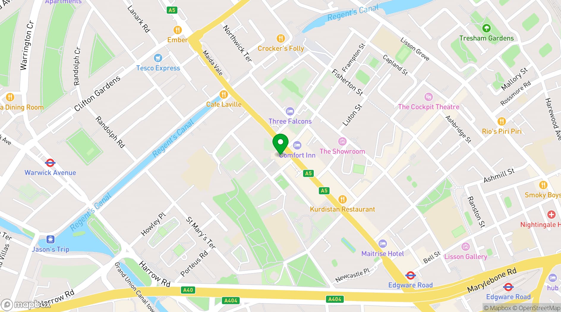 Map showing London Summer Venues
