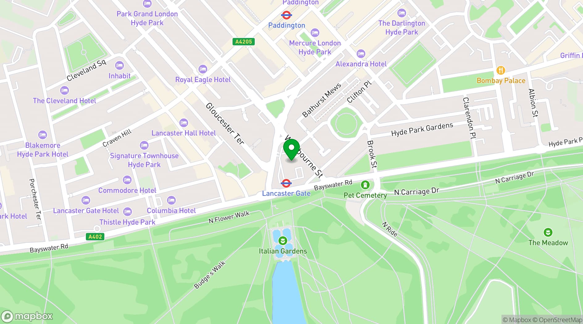 Map showing Royal Lancaster London