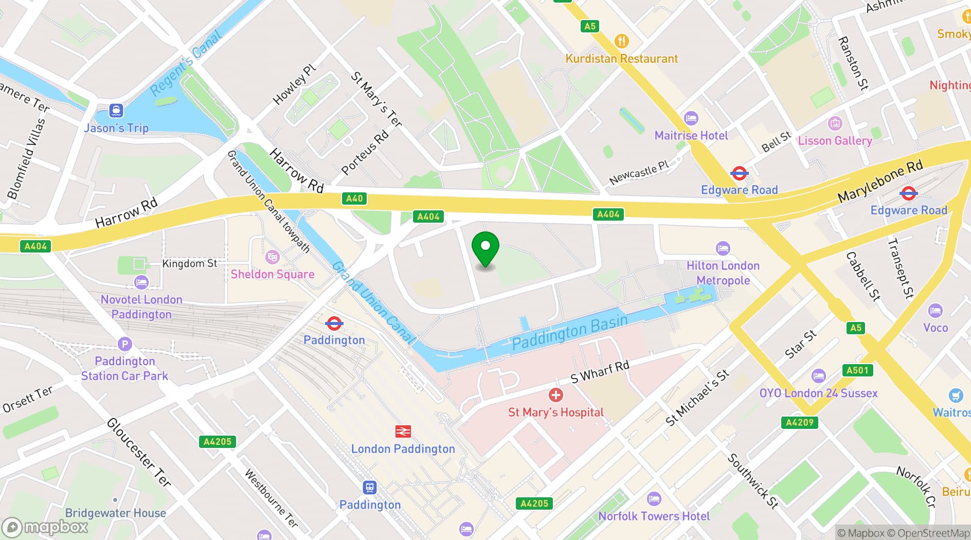 Map showing Paddington Works
