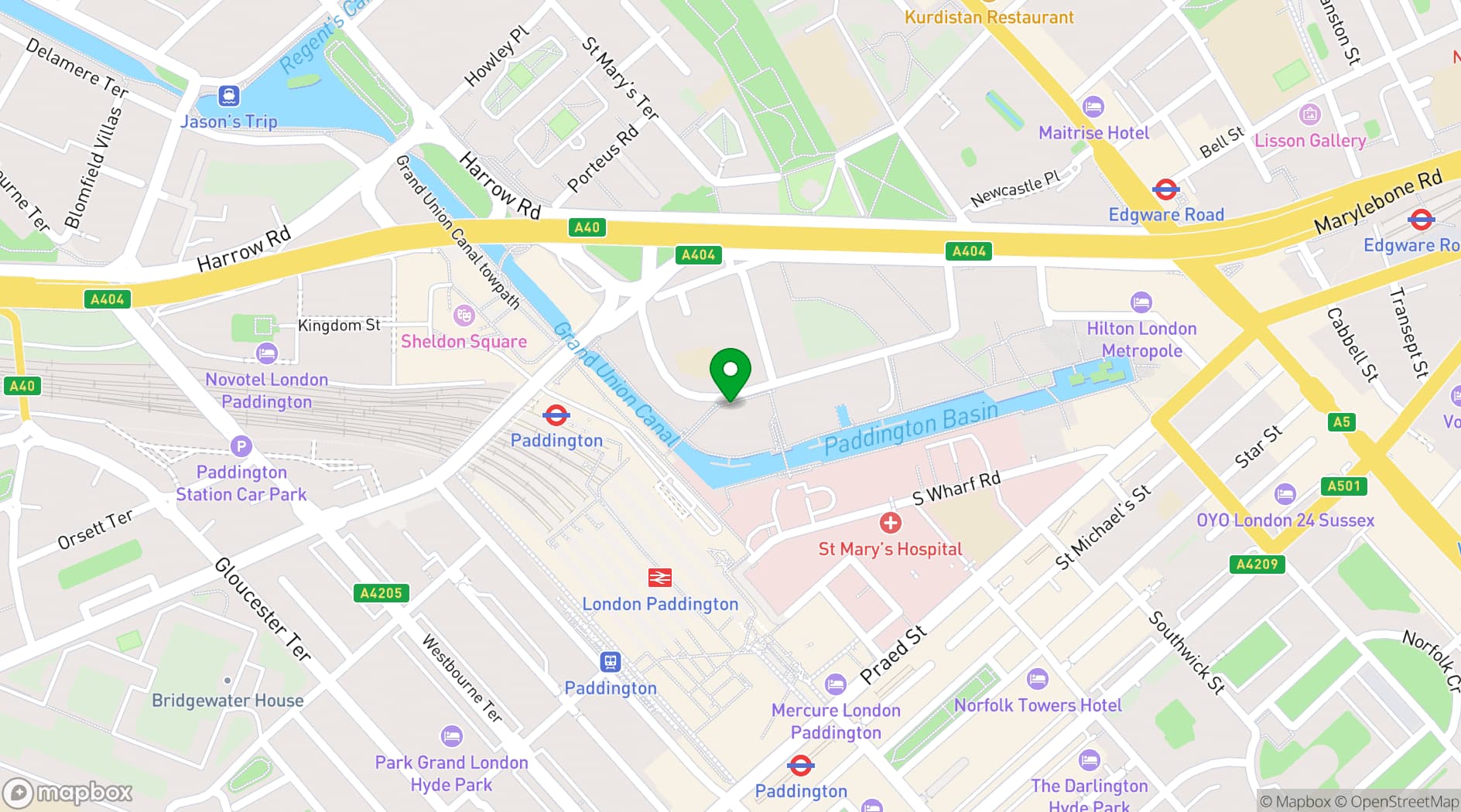 Map showing The Boathouse London - Paddington East
