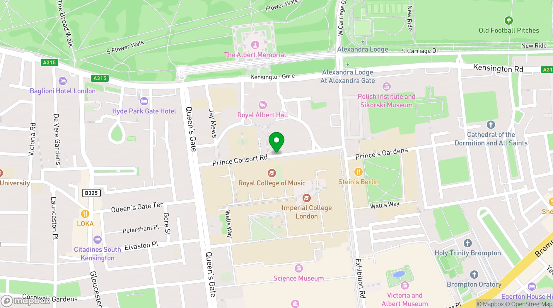 Map showing The Royal College of Music