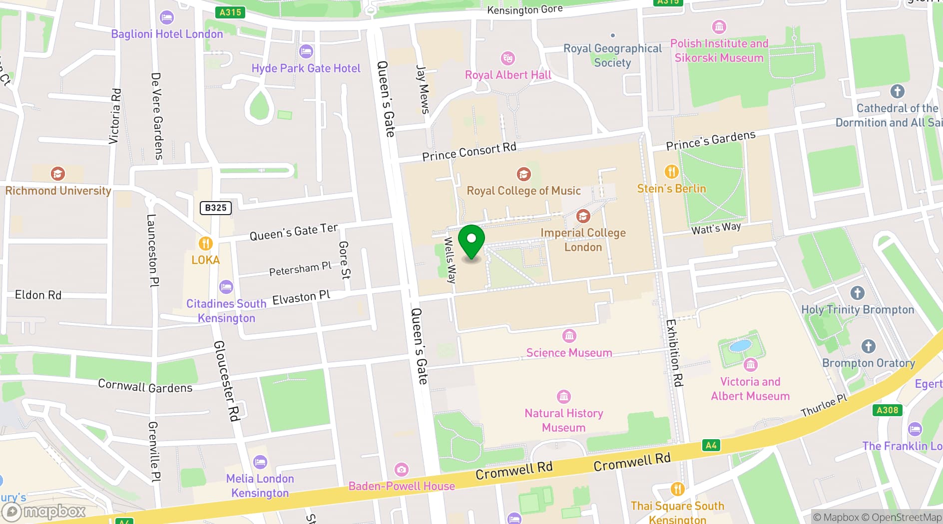 Map showing Celesta Venues by Imperial College London