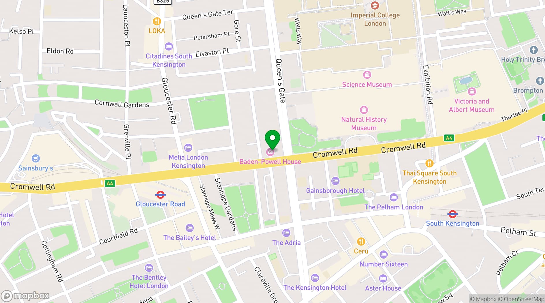 Map showing MPW Queen's Gate House