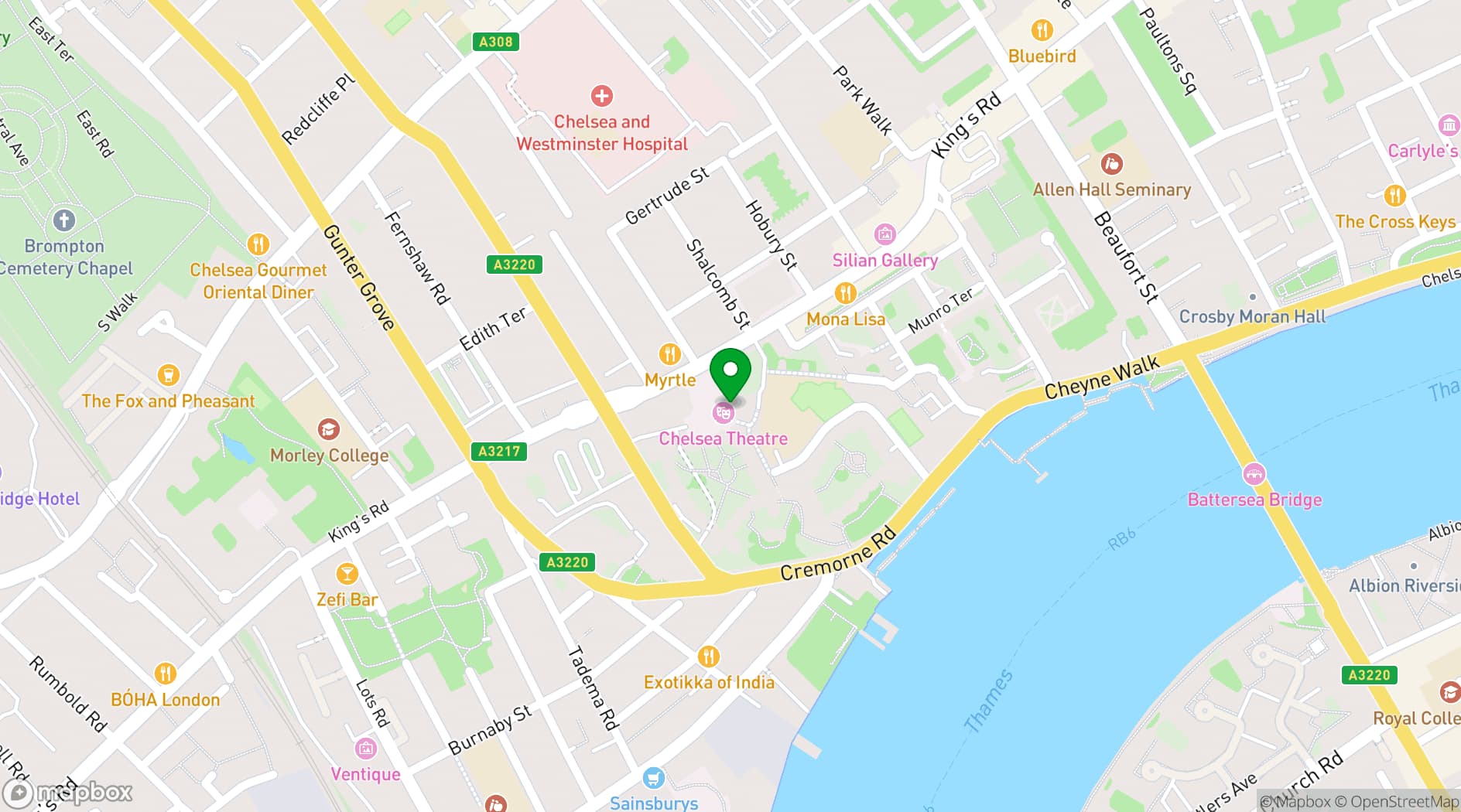 Map showing Chelsea Theatre