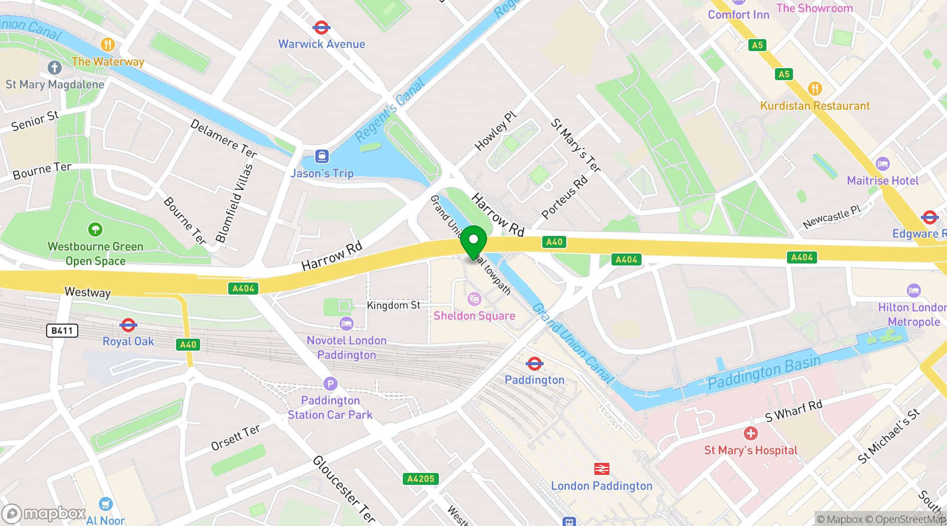 Map showing Beany Green Little Venice