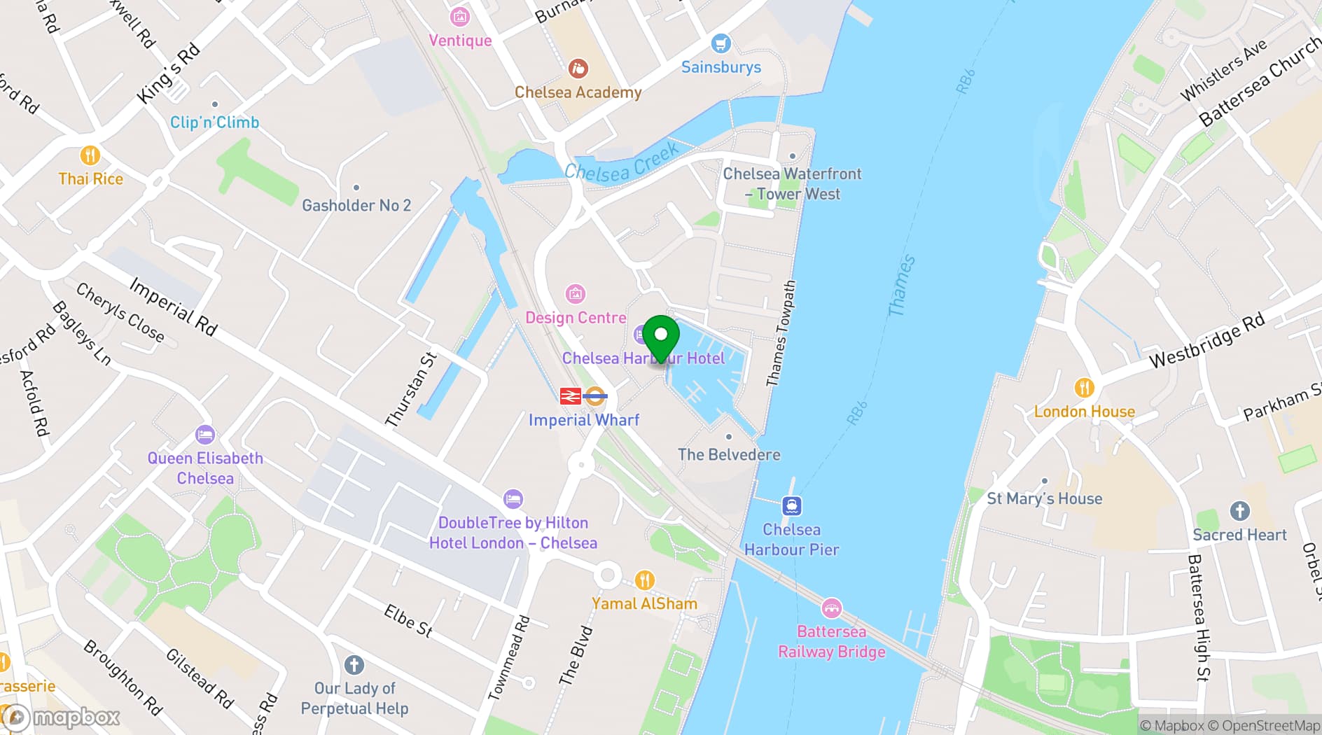 Map showing The Chelsea Harbour Hotel
