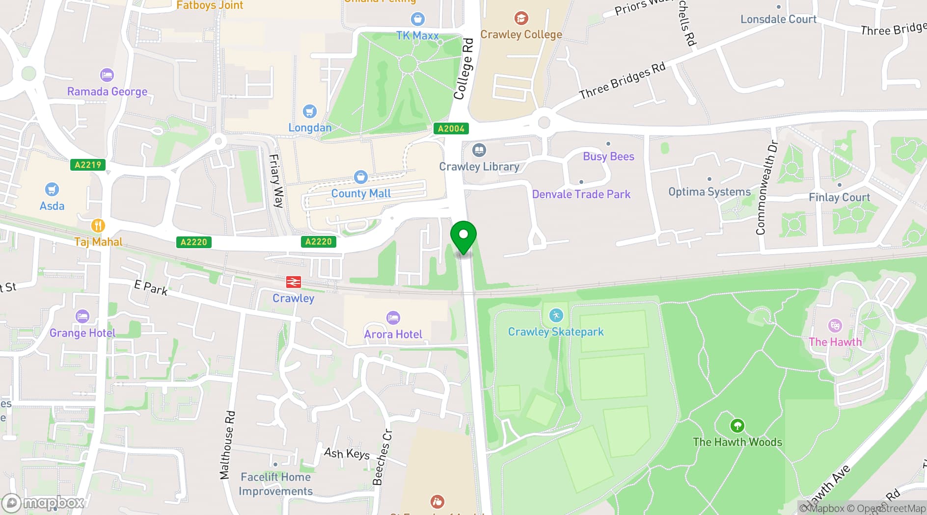 Map showing Arora Hotel Gatwick/Crawley