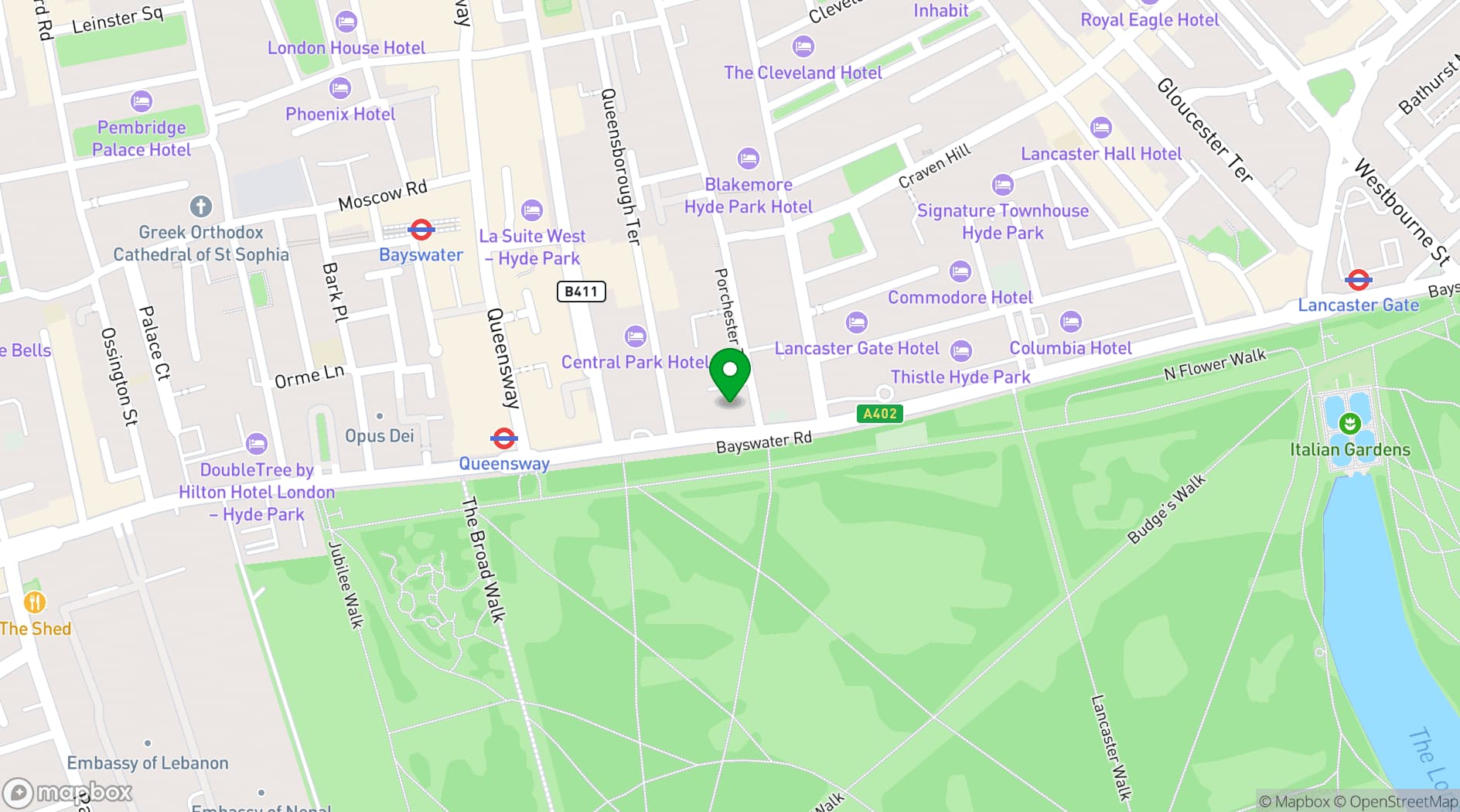 Map showing Thistle Kensington Gardens