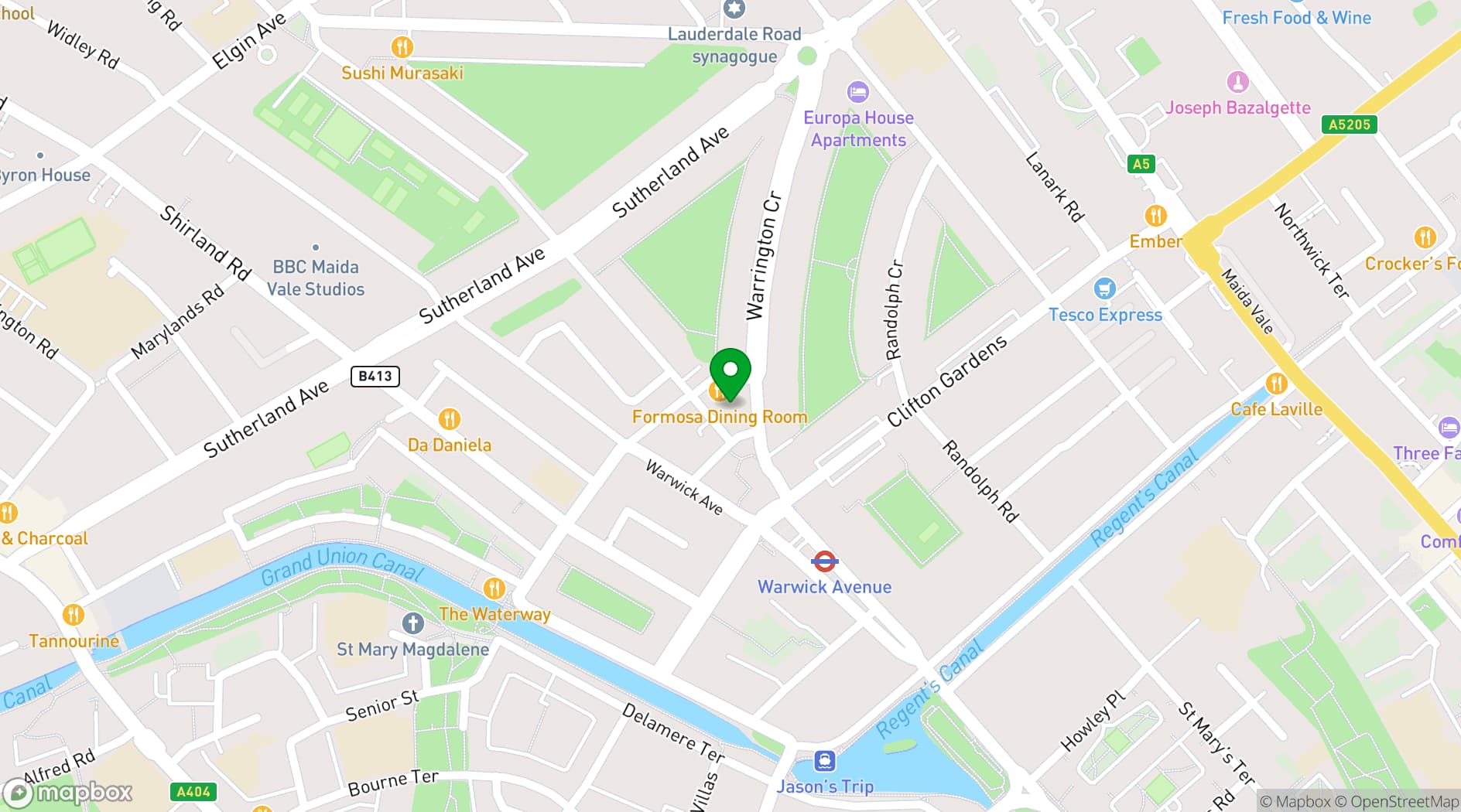 Map showing Jananeh Restaurant & Bar