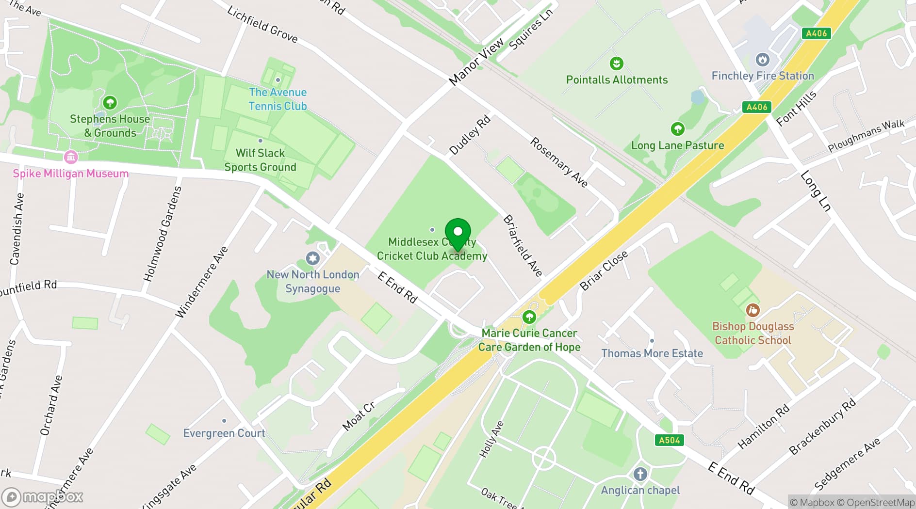 Map showing Finchley Cricket Club