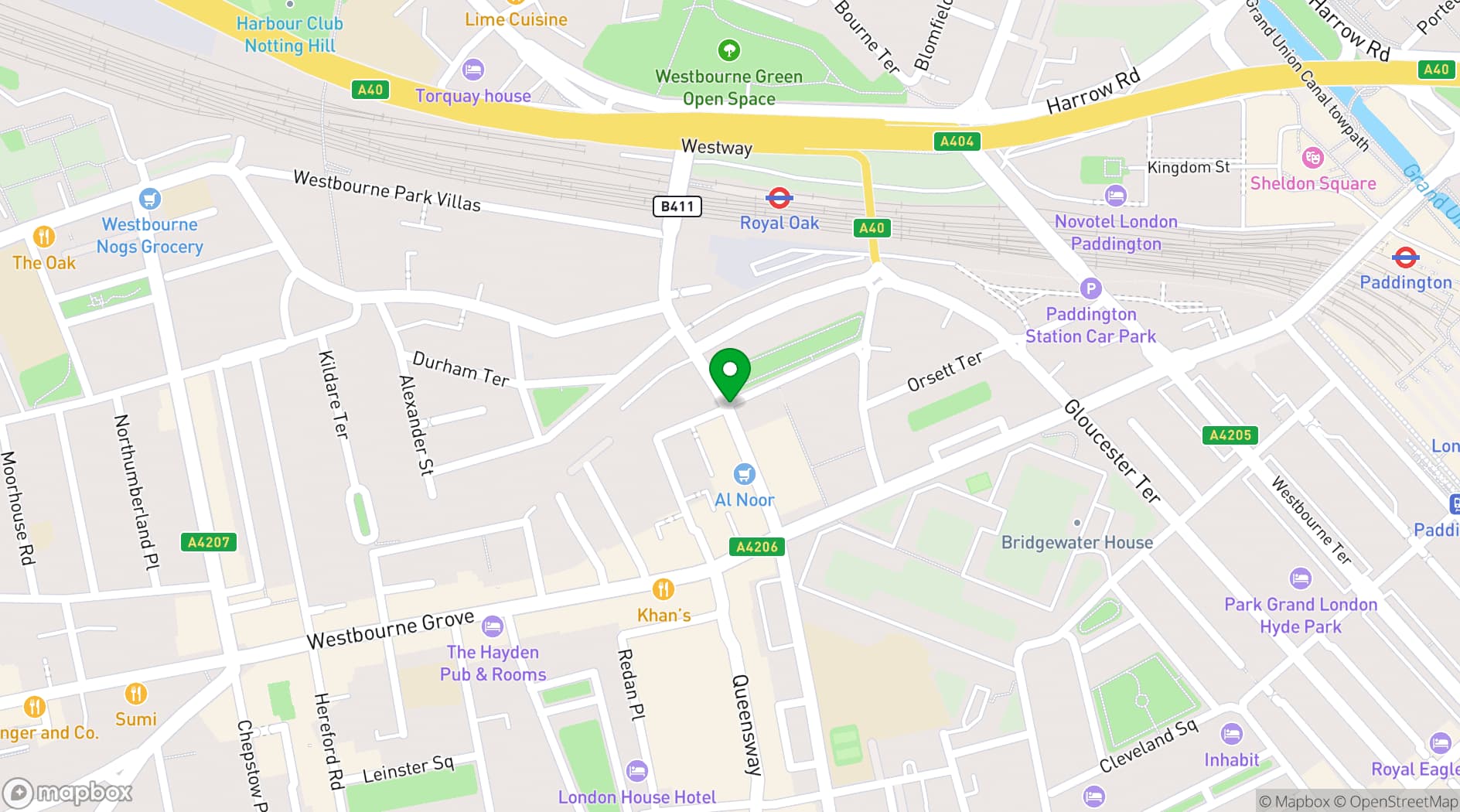 Map showing Westbourne Park Baptist Church