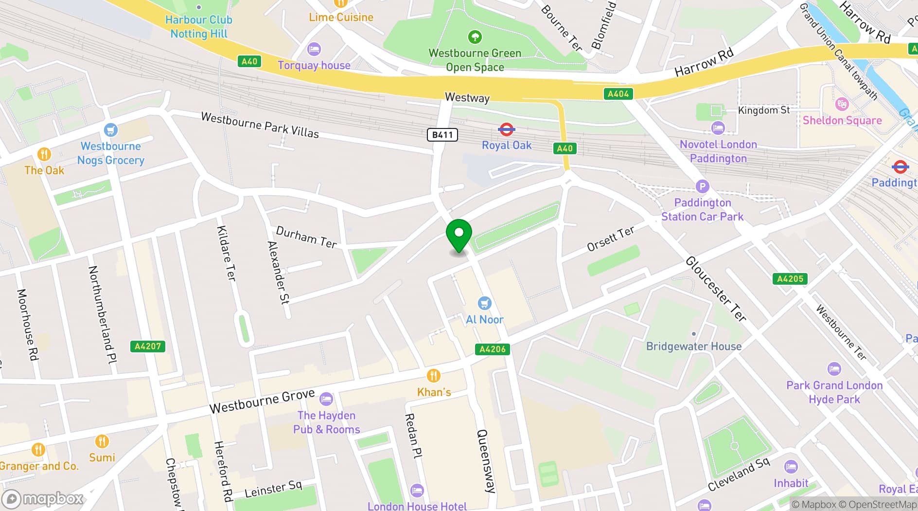 Map showing Porchester Hall