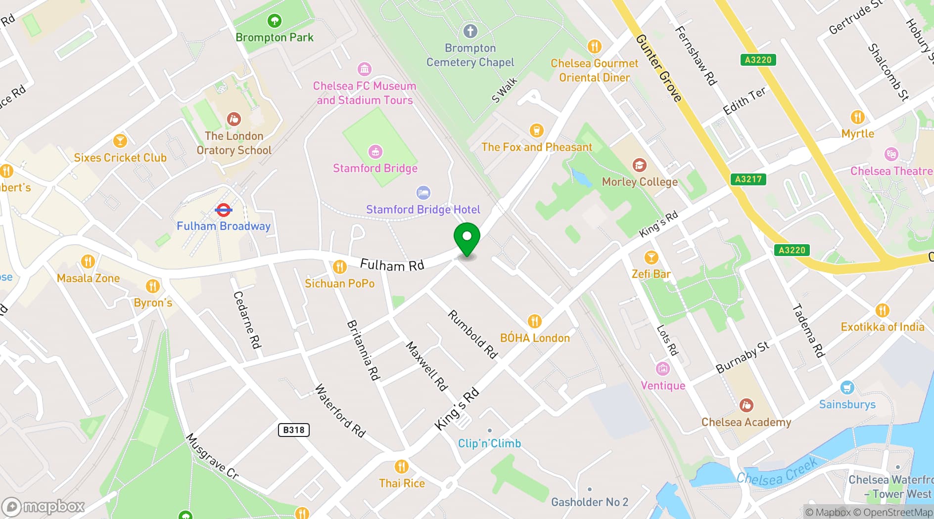 Map showing The Butcher's Hook