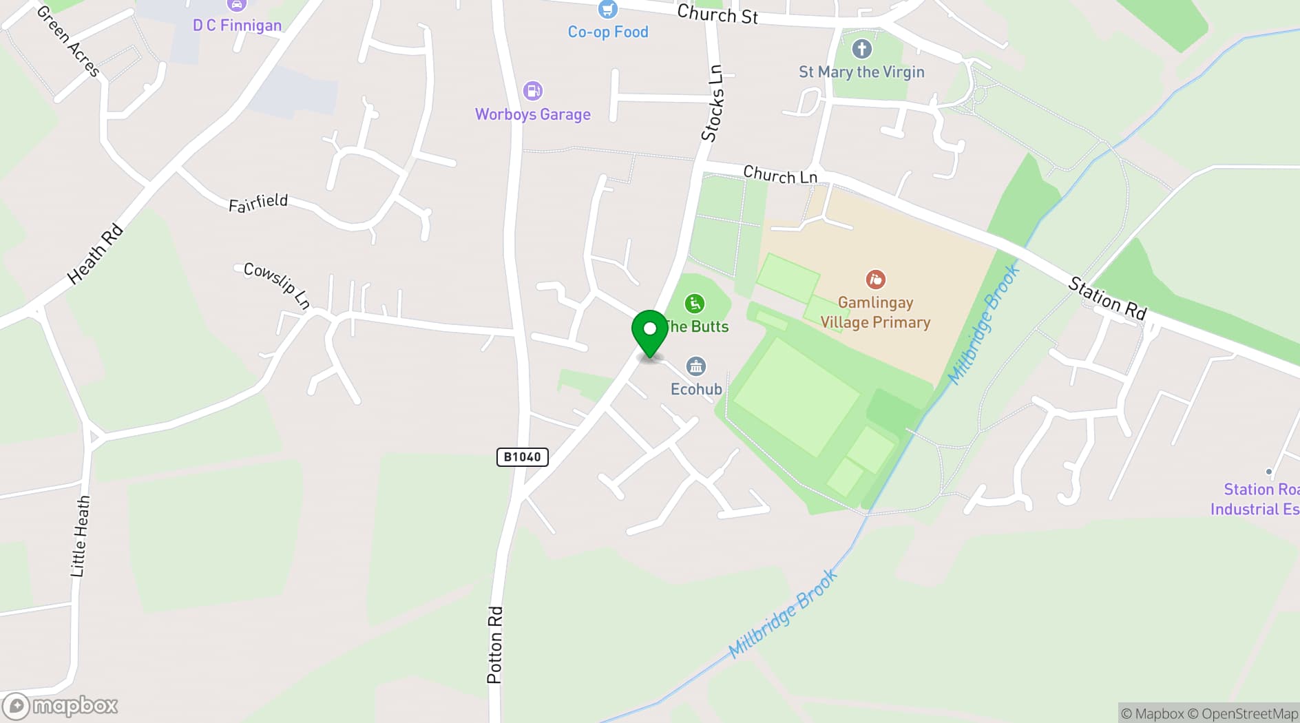 Map showing Gamlingay Eco Hub