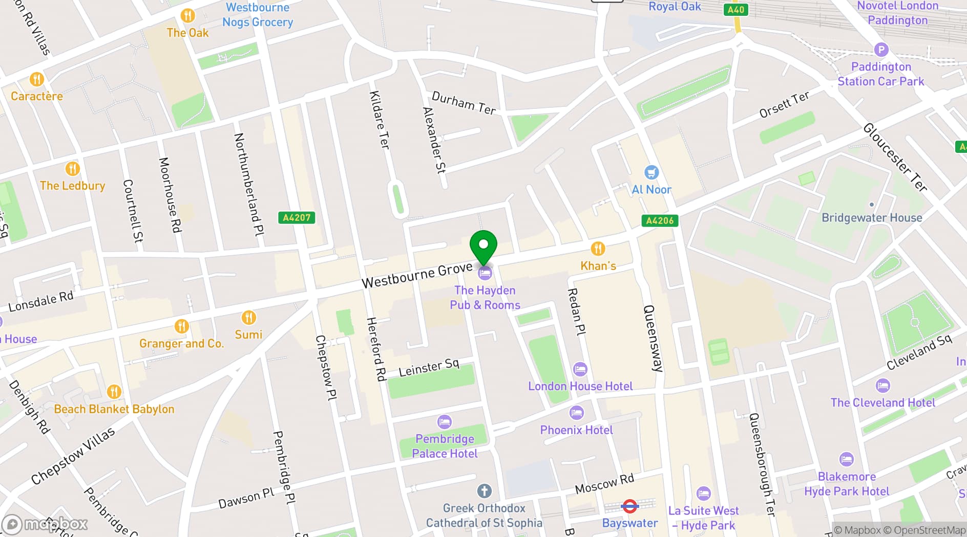 Map showing The Hayden Pub & Rooms