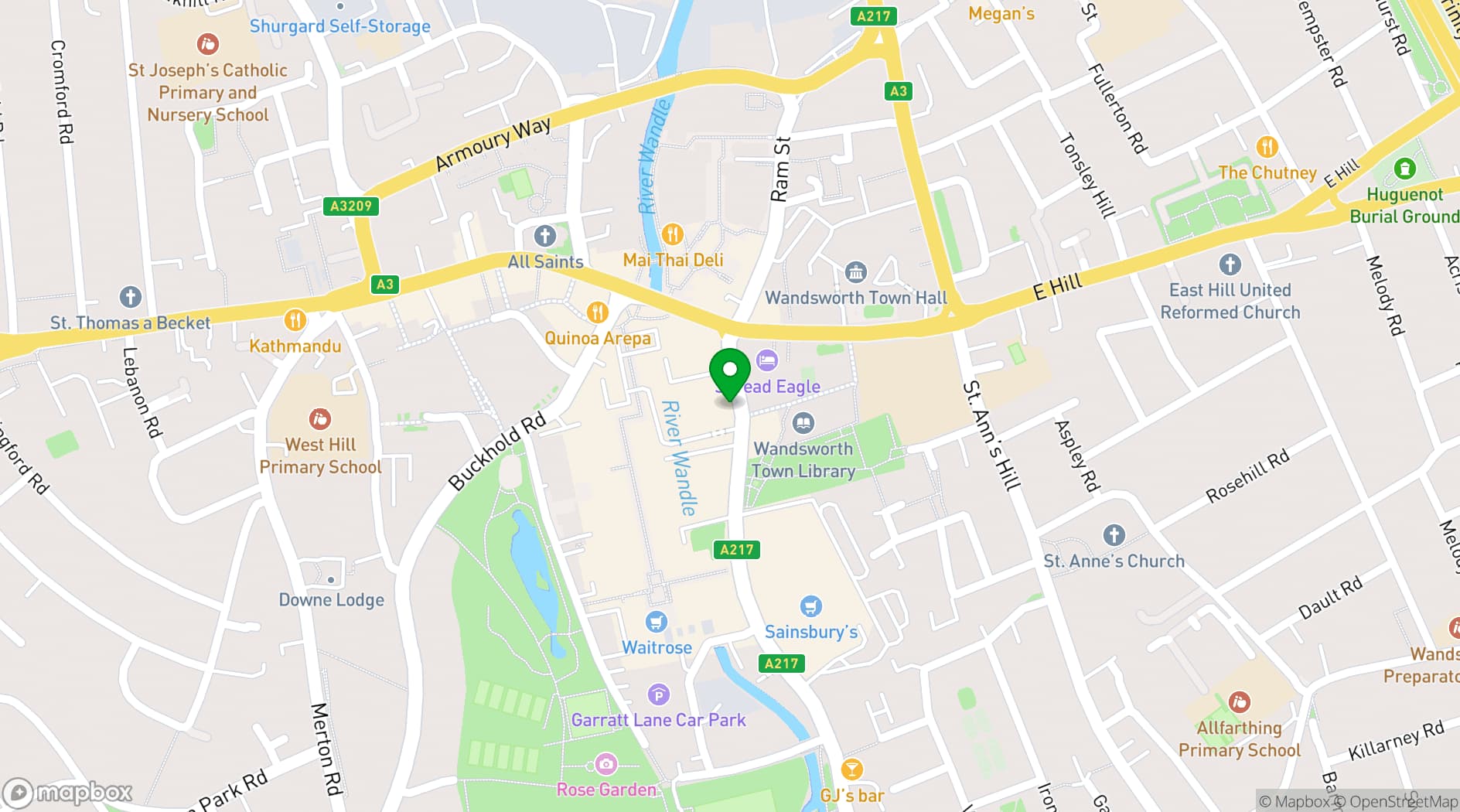 Map showing Gravity MAX Wandsworth