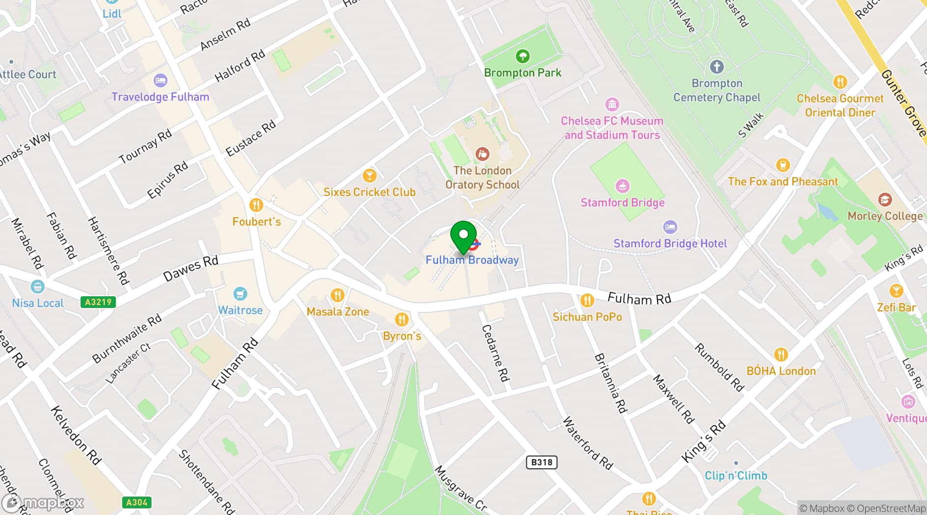 Map showing Film Studio Fulham