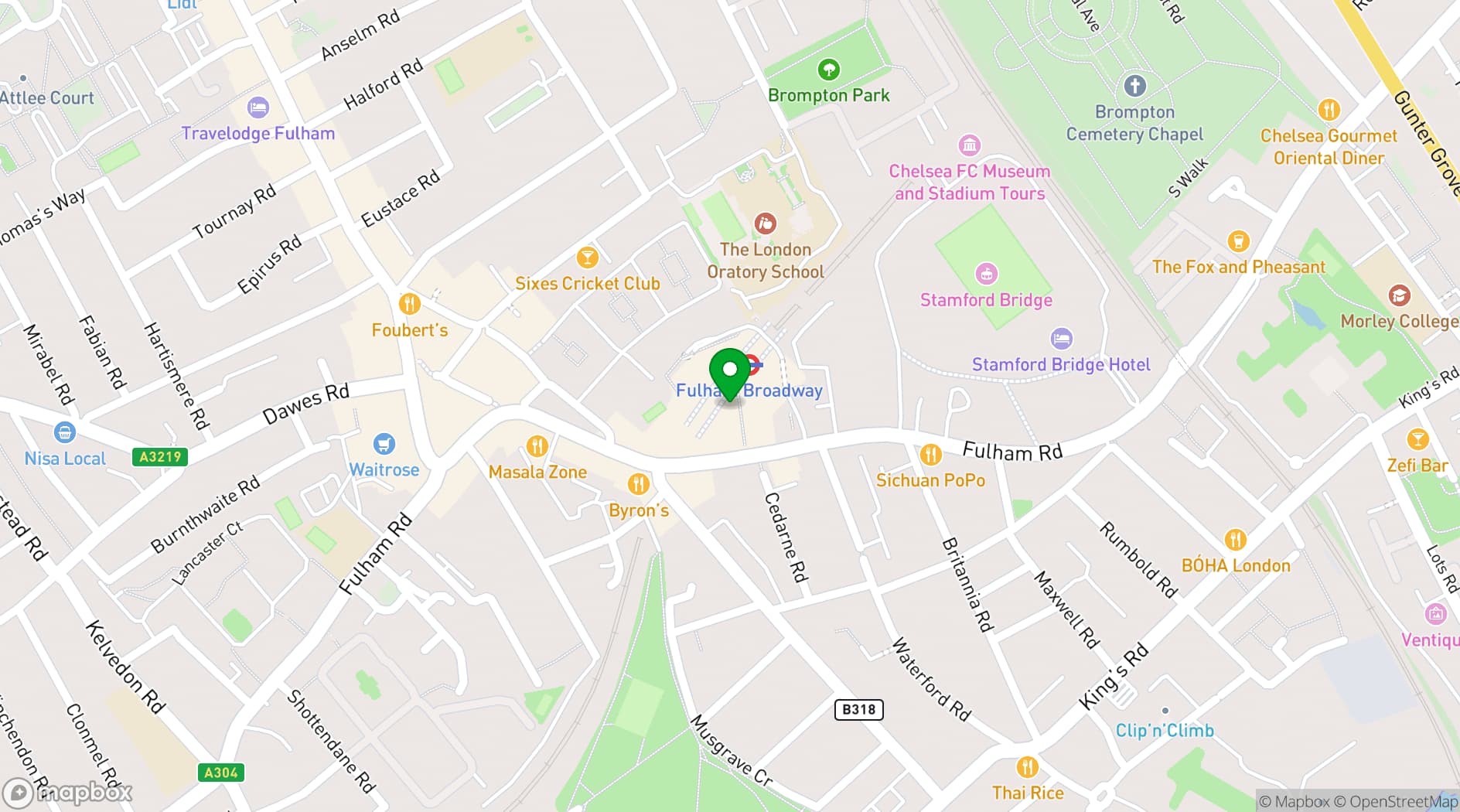 Map showing Fulham Works