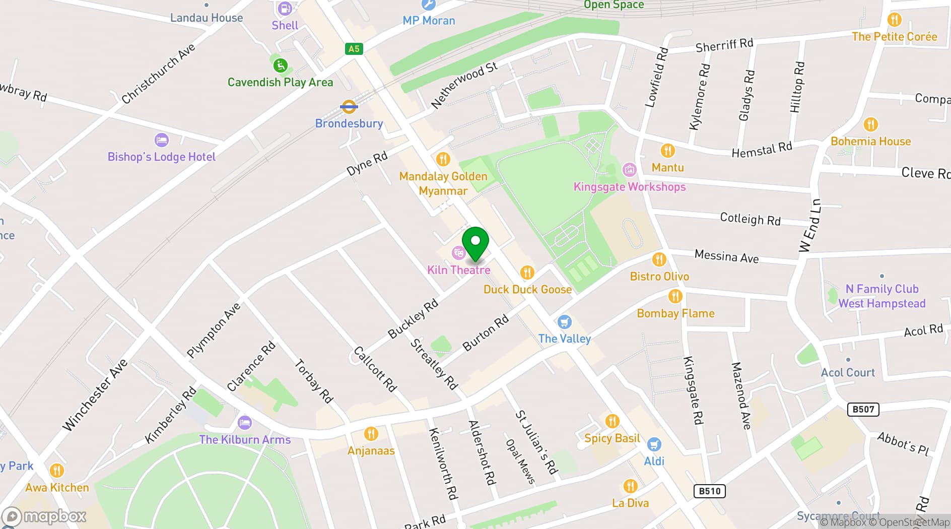 Map showing Kiln Theatre