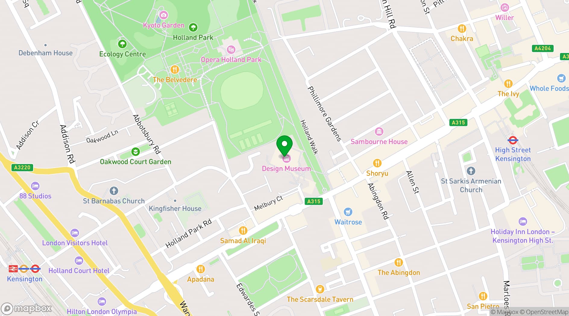 Map showing Design Museum