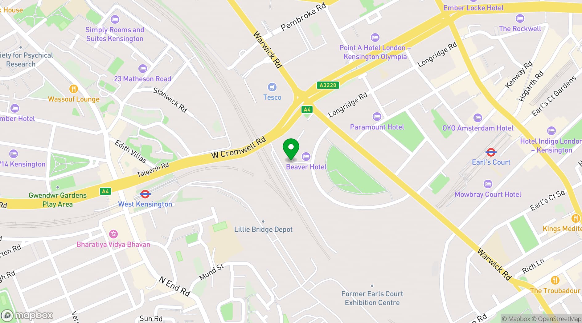 Map showing Refettorio Felix at St Cuthbert's Centre