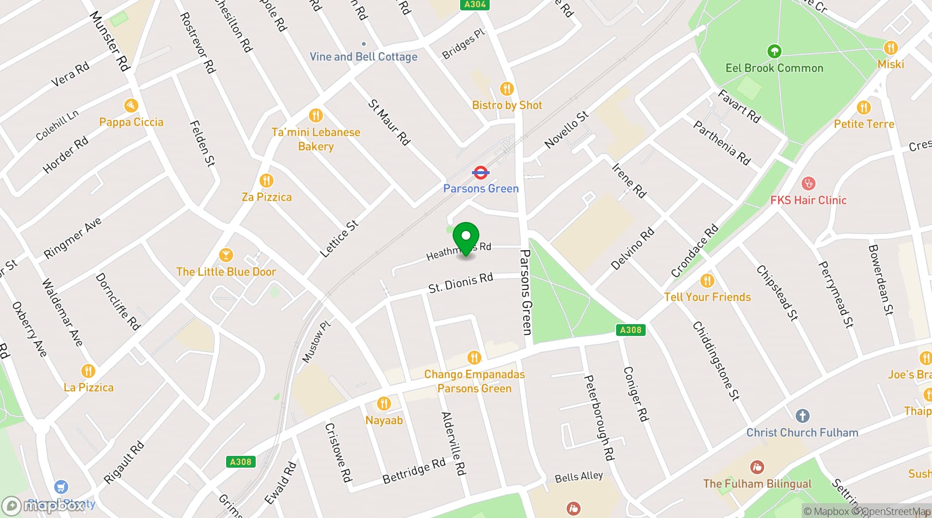 Map showing Podcast, Video Studio in Fulham