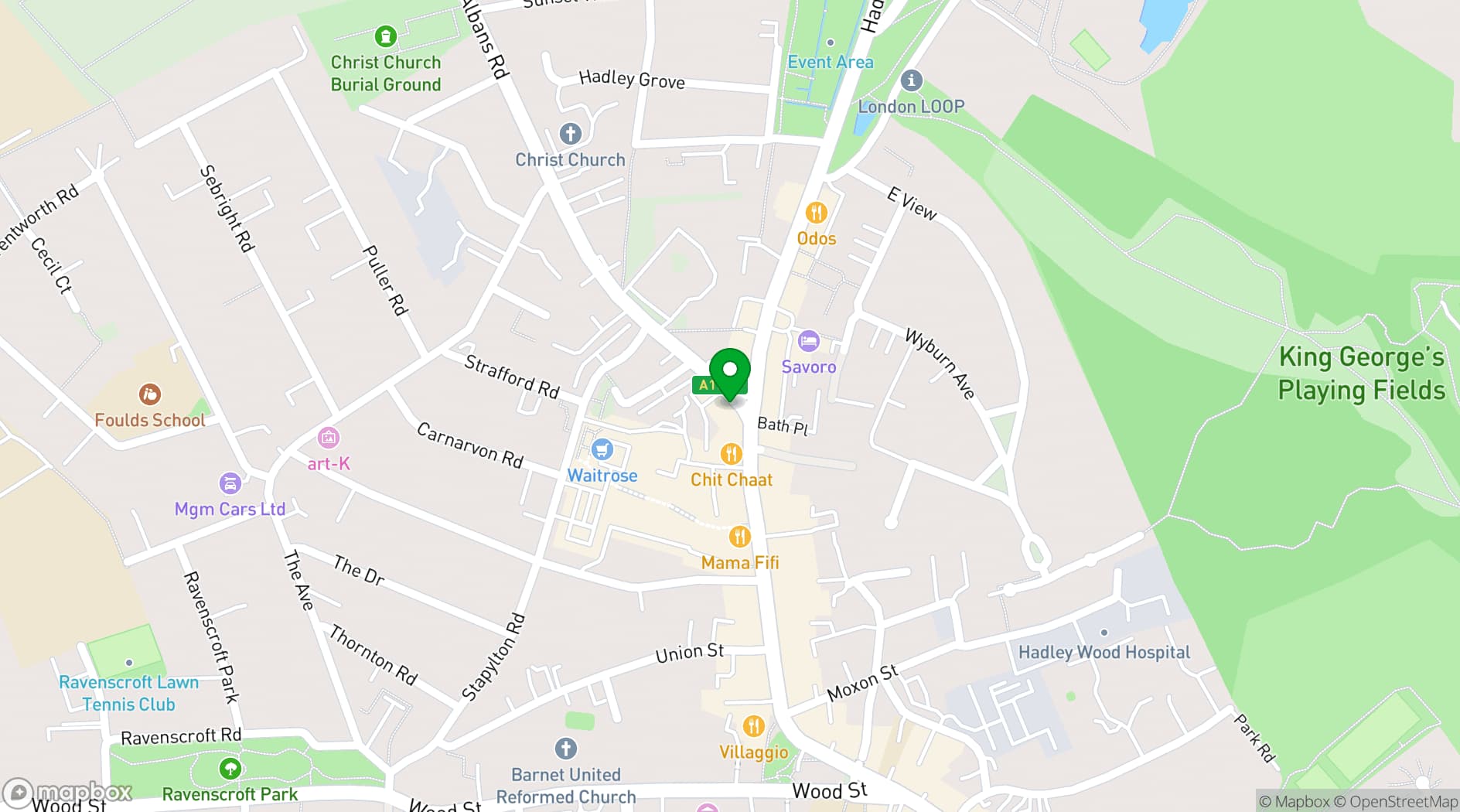 Map showing The Library Bar