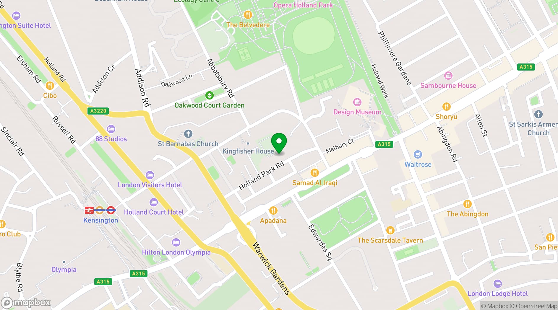 Map showing Leighton House 