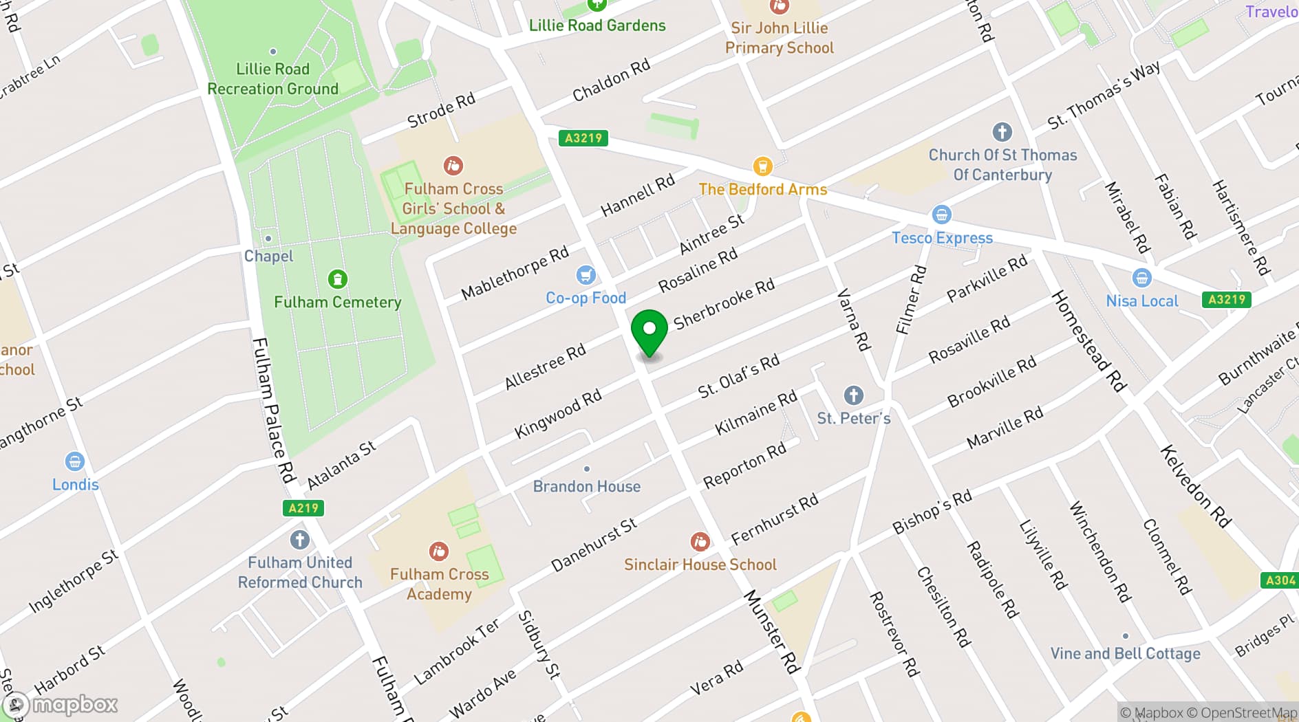 Map showing Fulham Kitchen