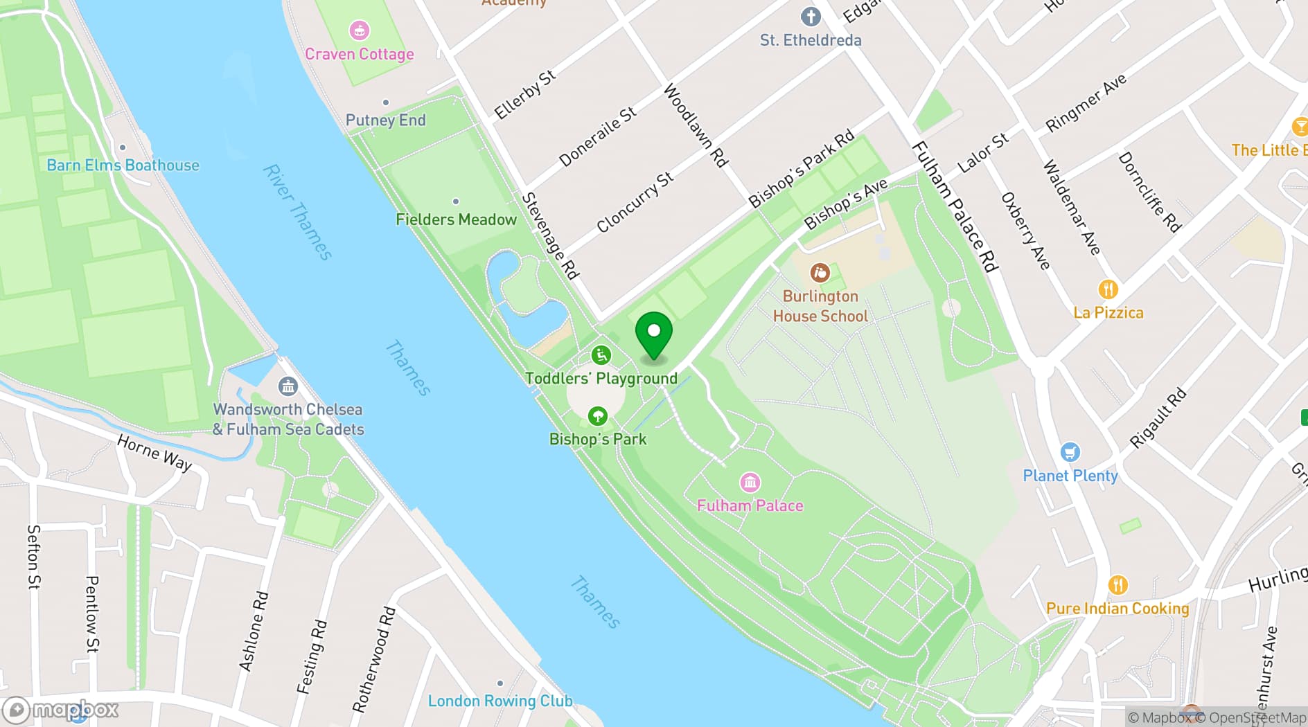 Map showing Bishops Park