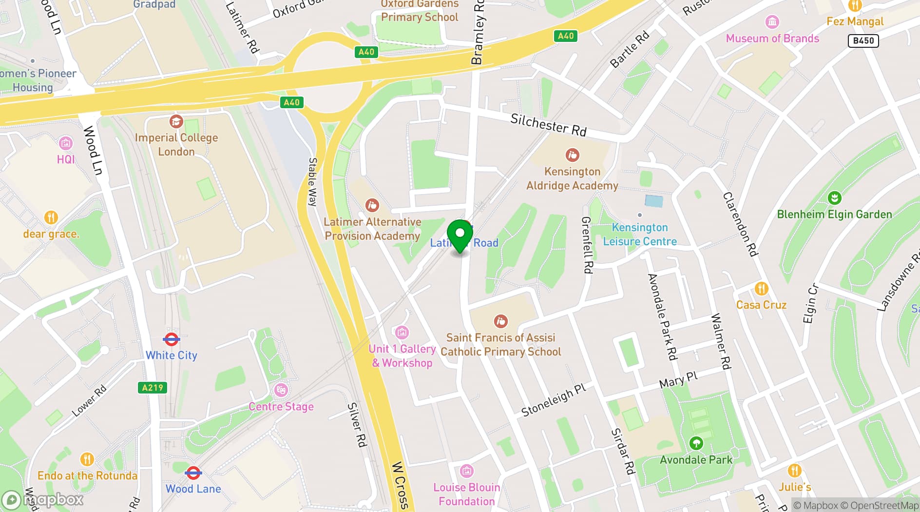 Map showing Garden Bar and Grill