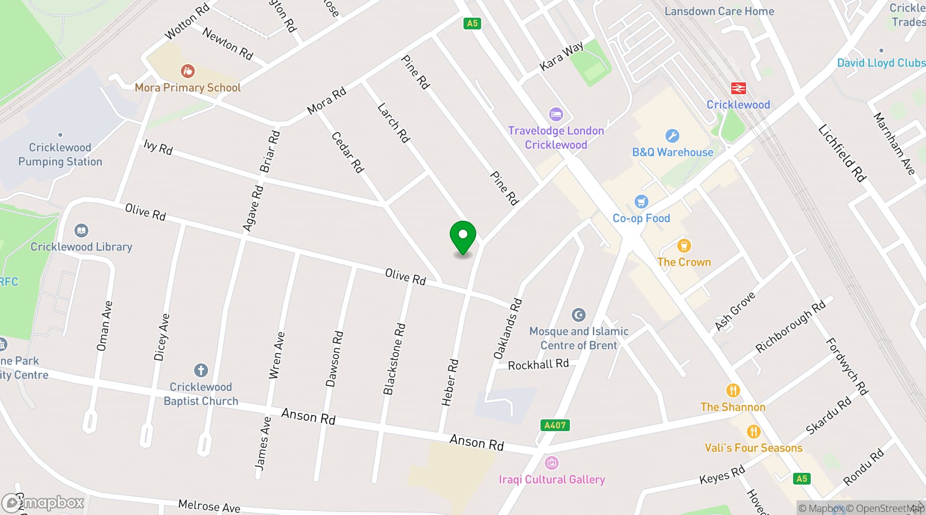 Map showing Ashford Place