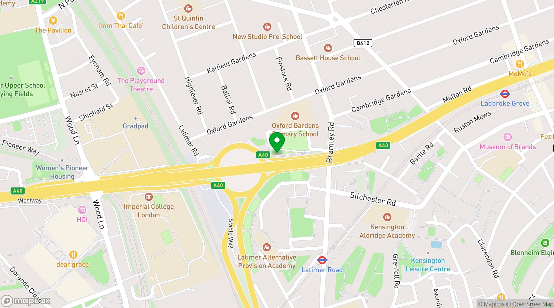Map showing Westway Sports & Fitness Centre