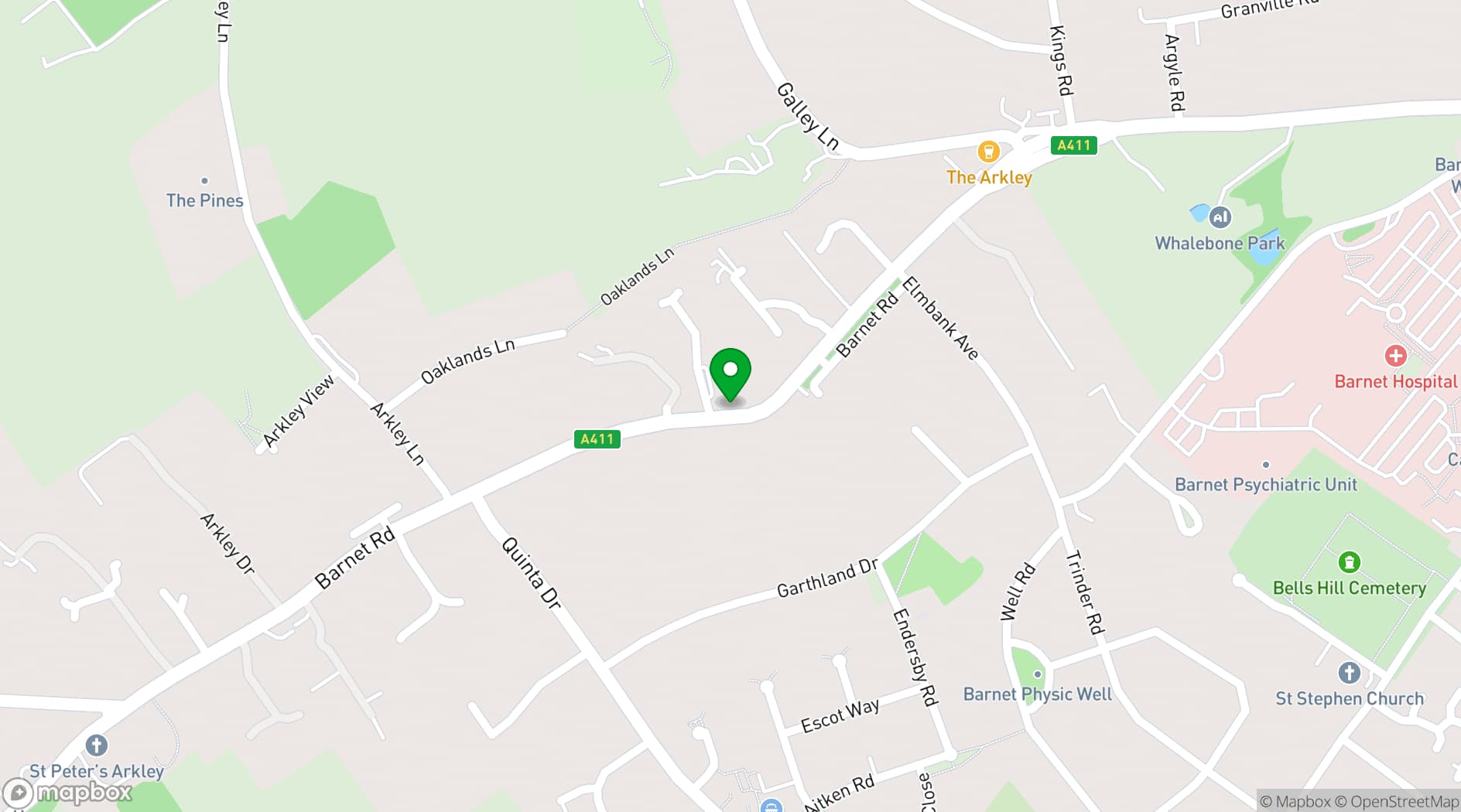 Map showing The Arkley Club