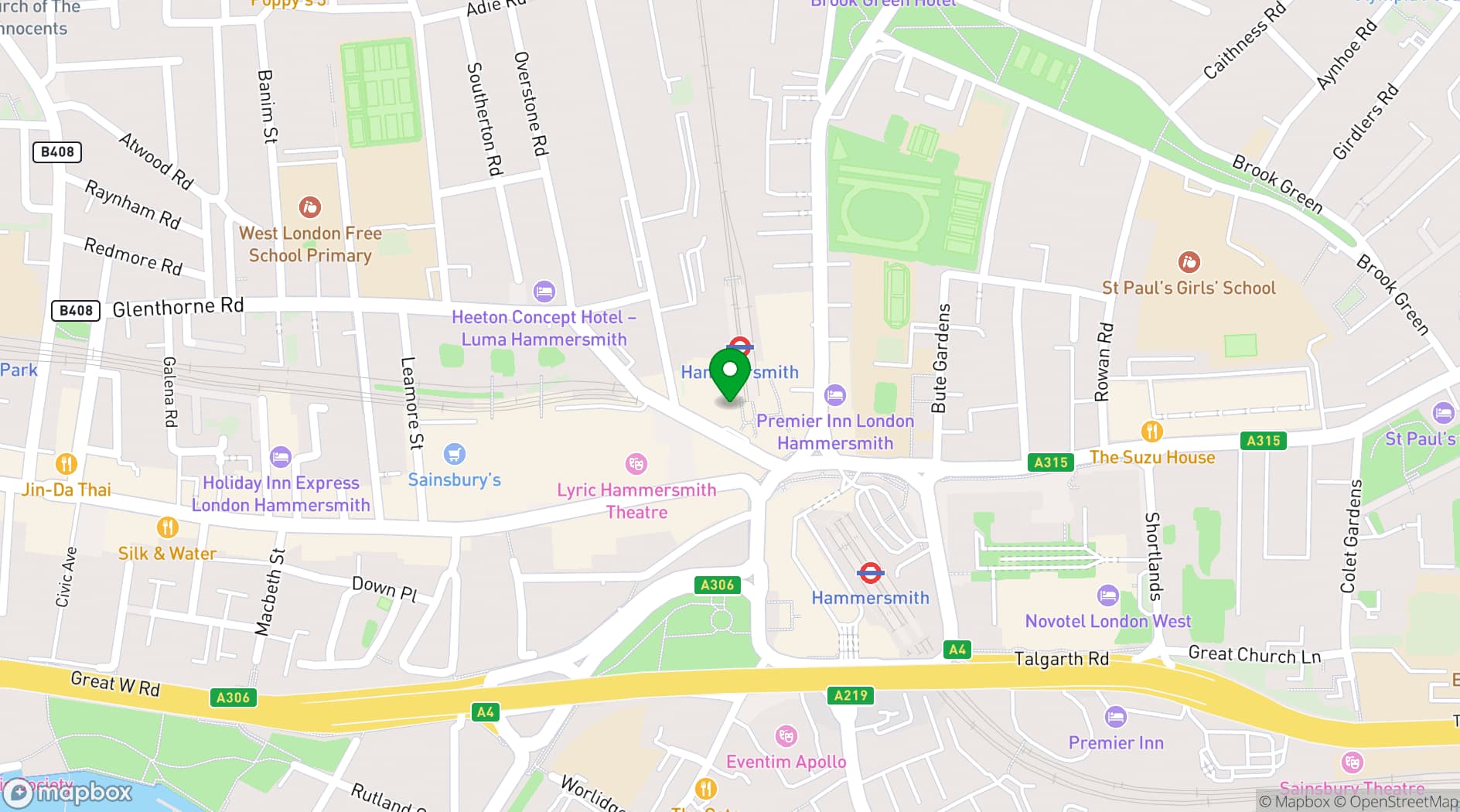 Map showing Boom Cycle Hammersmith