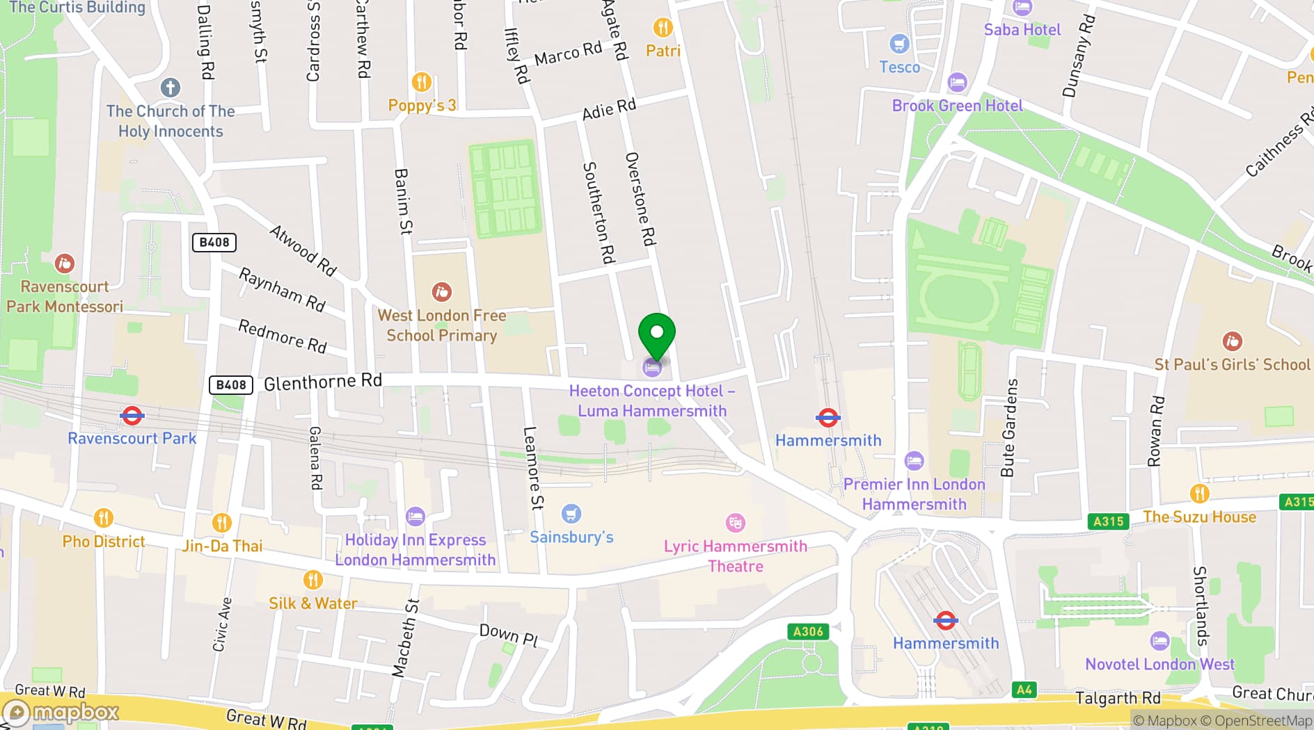Map showing LUMA Concept Hotel 