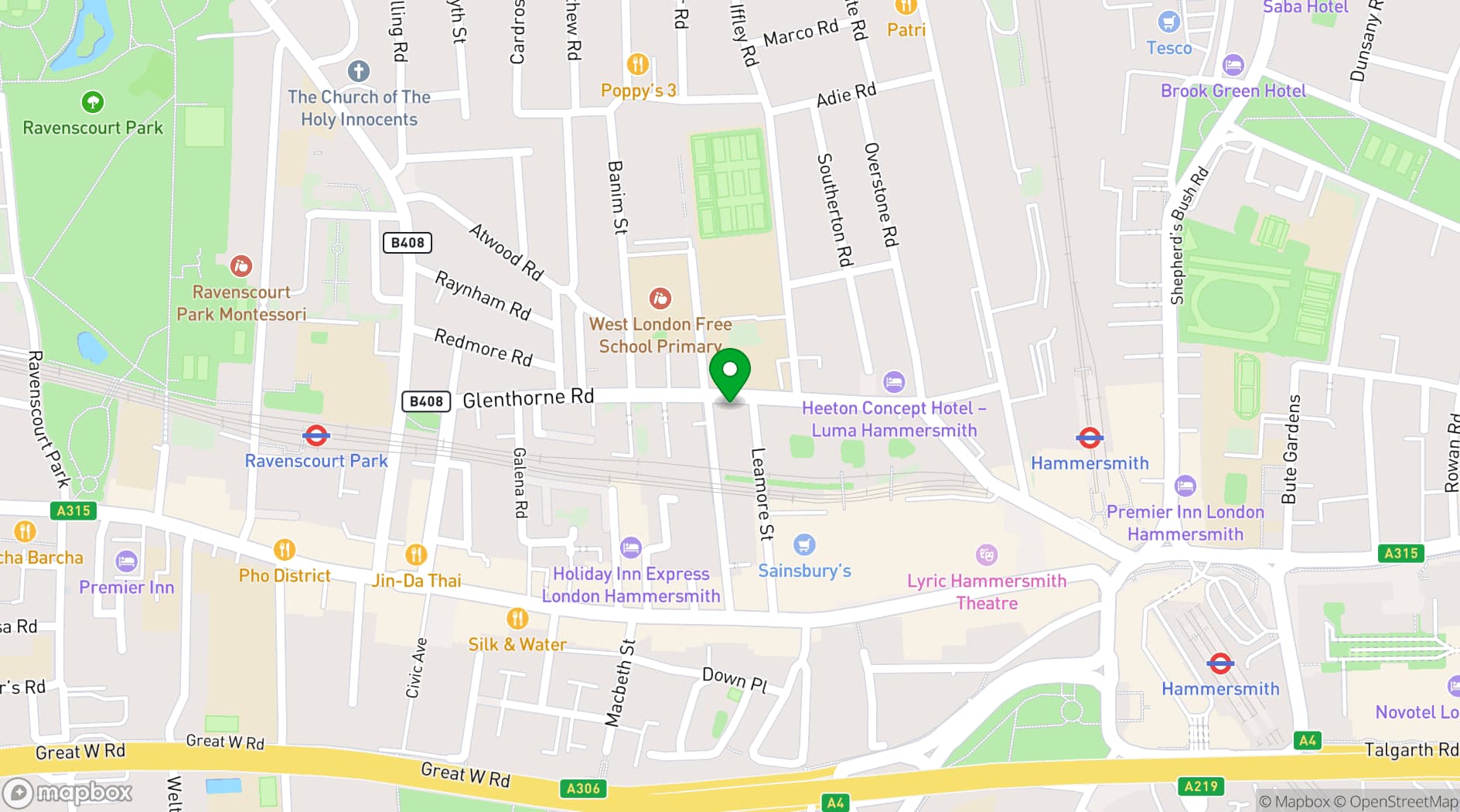 Map showing The Stonemasons Arms