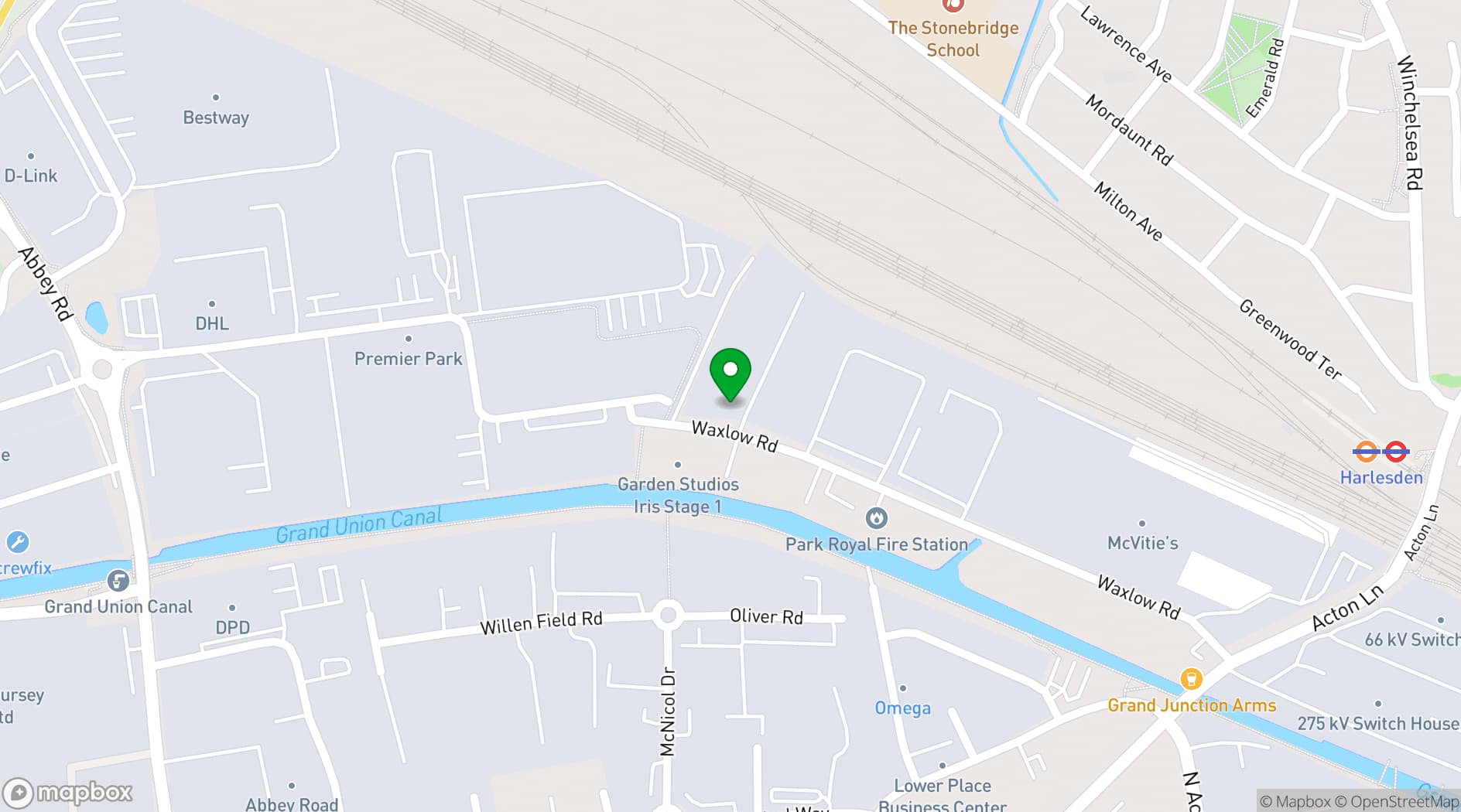 Map showing Garden Studios